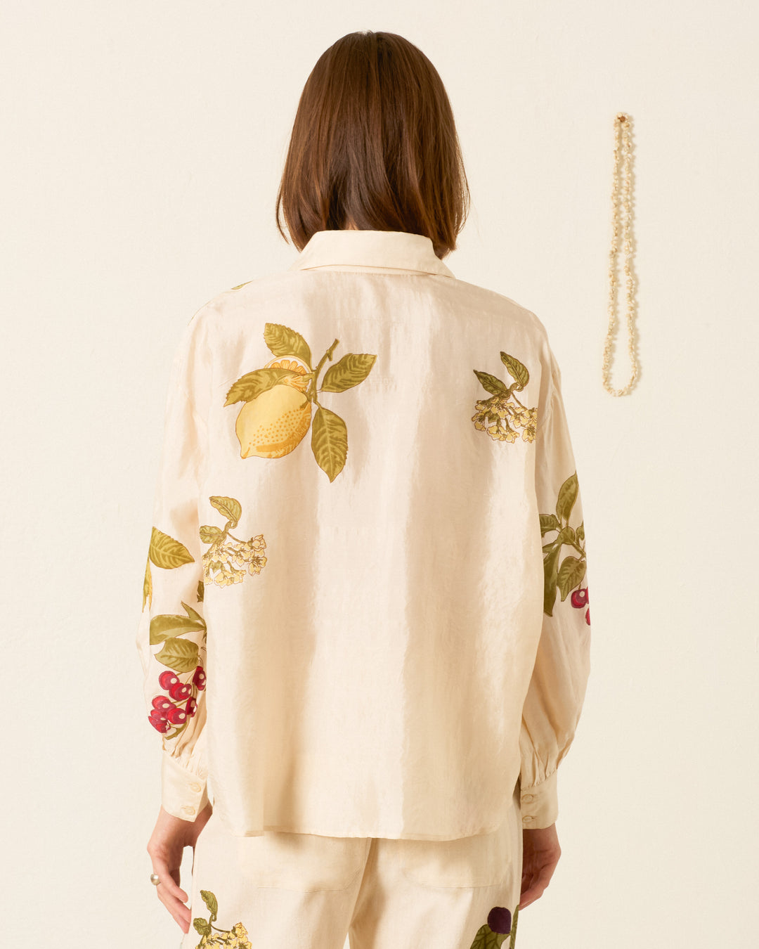 Alix Of Bohemia Emery Four Fruit Silk Shirt in Off White