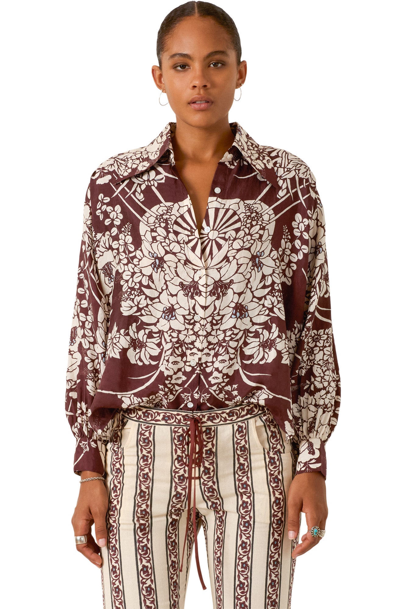 Alix Of Bohemia Emery Auburn Spoke Shirt in Dark Brown