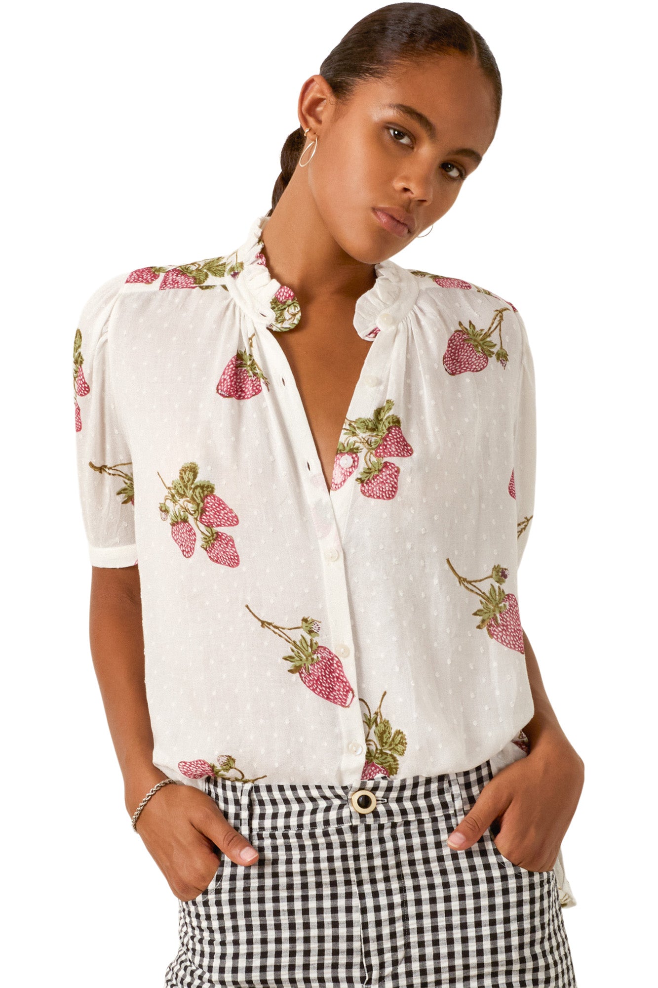 Alix Of Bohemia Winnie Strawberry Dot Shirt in Off White