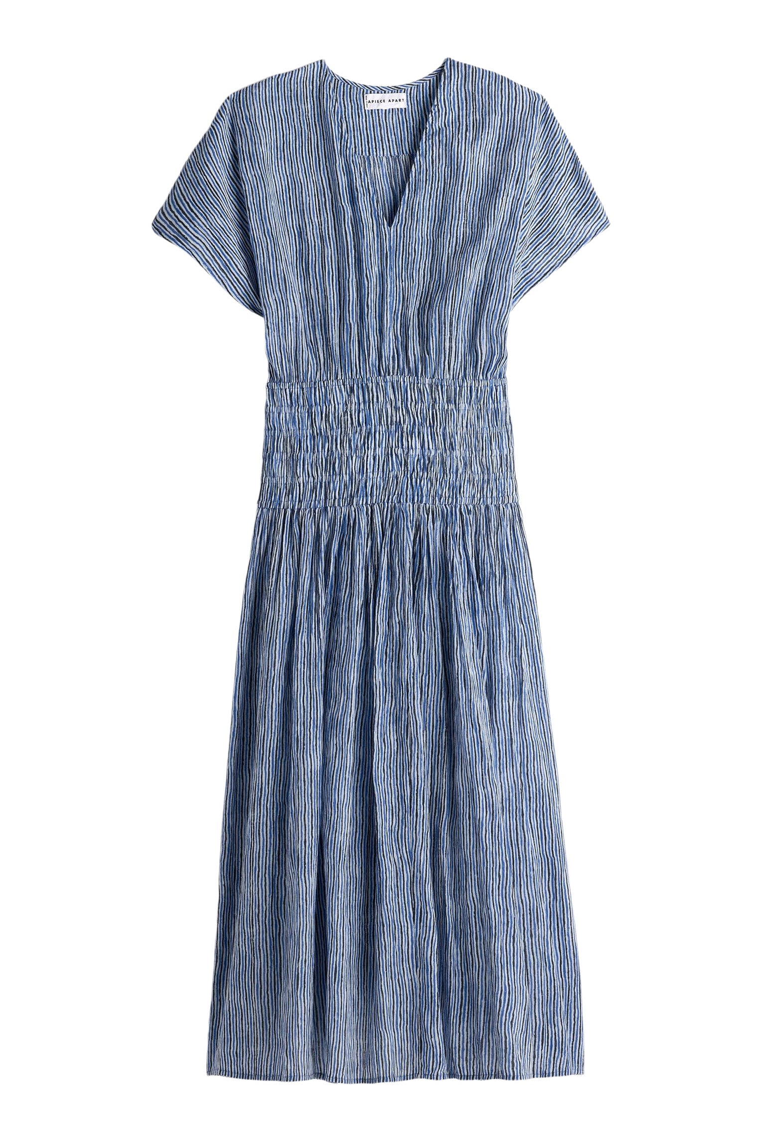 Apiece Apart Airy Mana V-neck Maxi in 
Painted Marseille Stripe