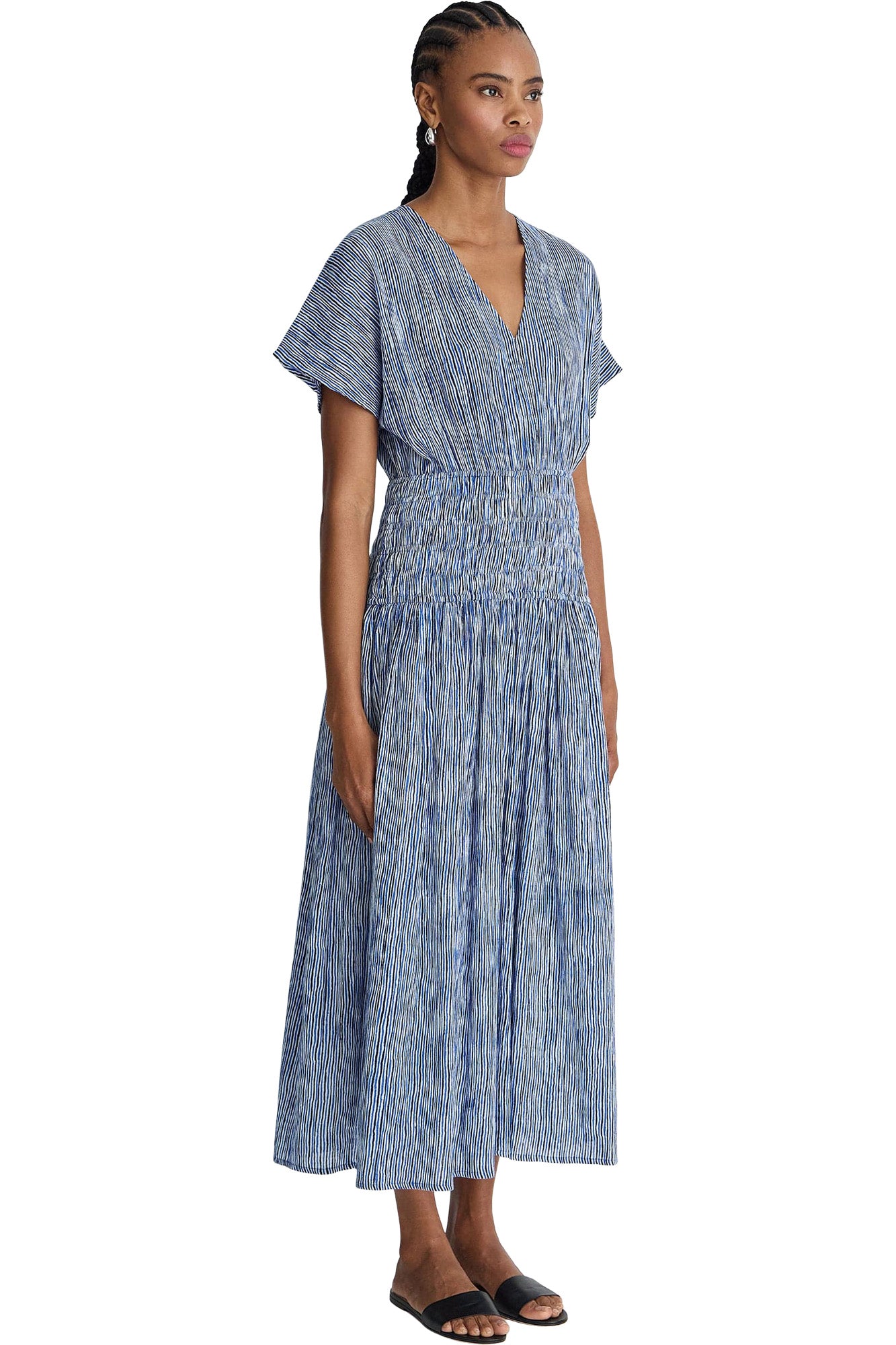 Apiece Apart Airy Mana V-neck Maxi in 
Painted Marseille Stripe