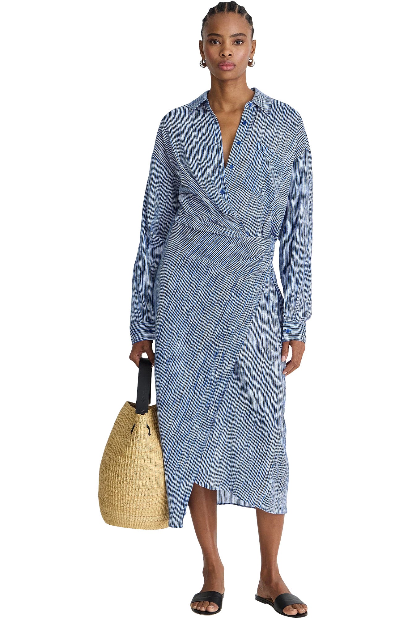 Apiece Apart Alexia Wrap Dress in 
Painted Marseille Stripe