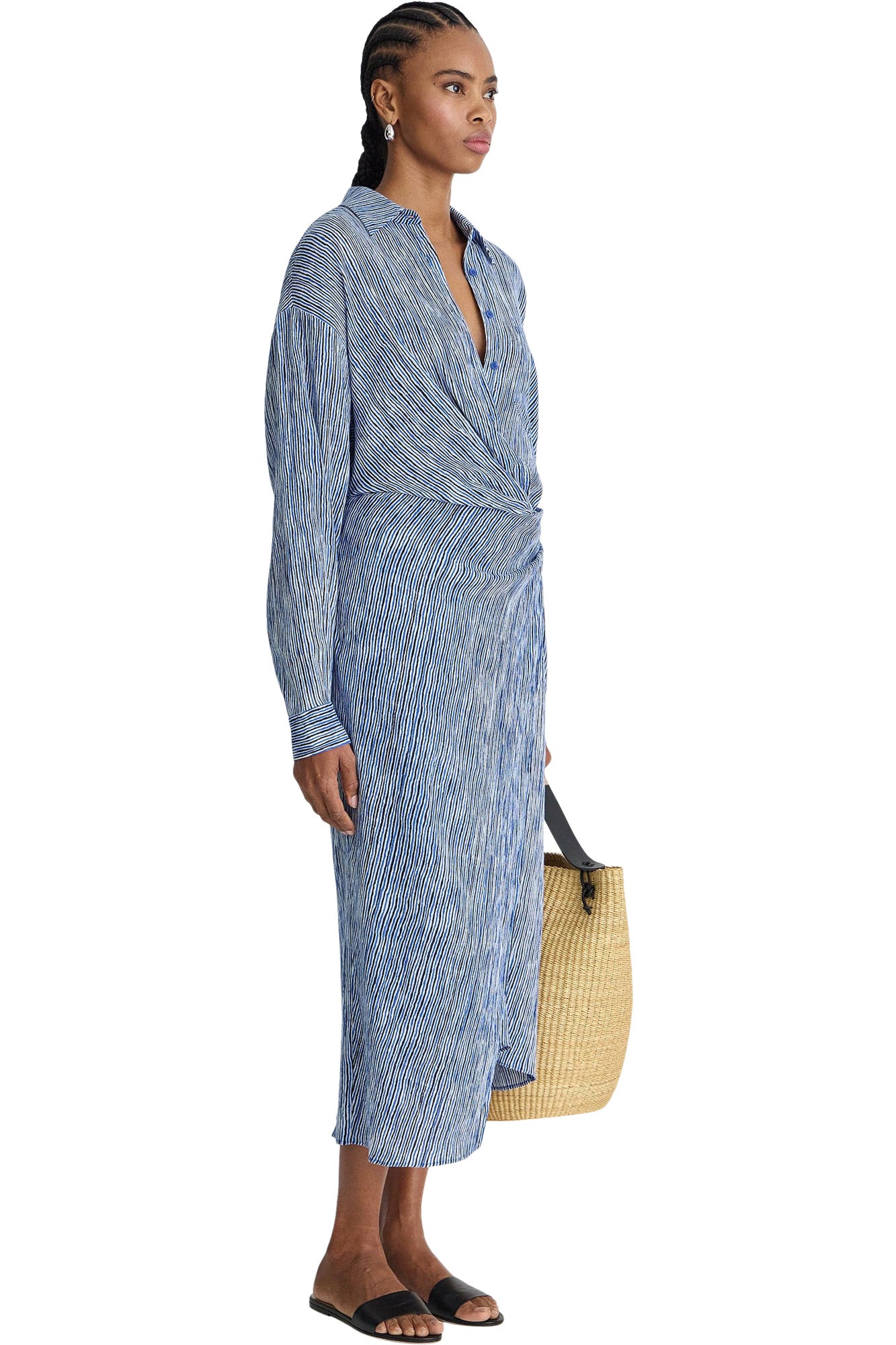 Apiece Apart Alexia Wrap Dress in 
Painted Marseille Stripe