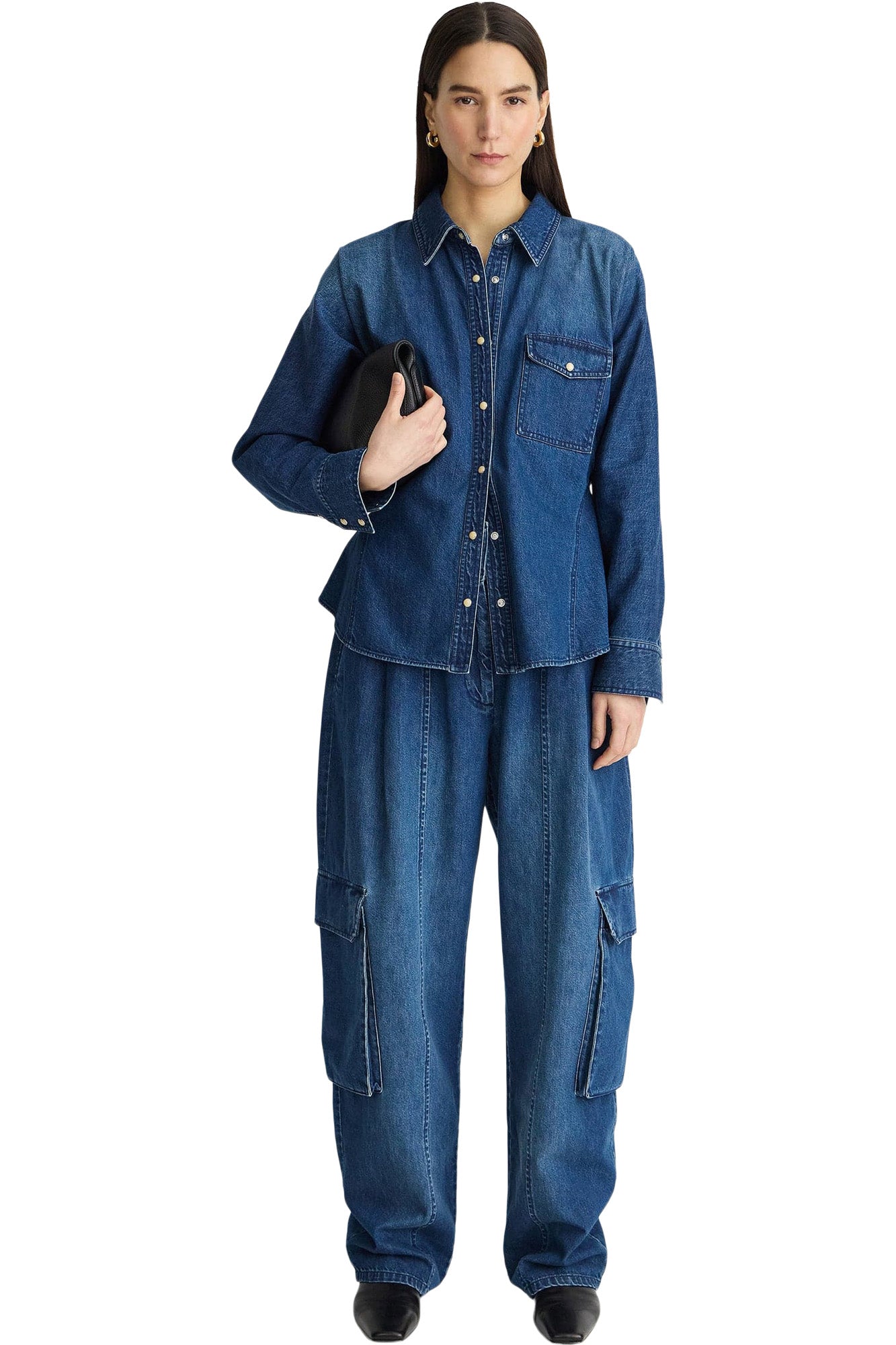 Apiece Apart Anni Denim Button Up Top in Bluey