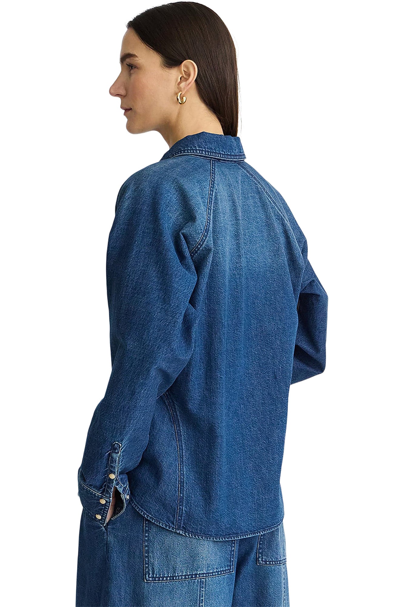 Apiece Apart Anni Denim Button Up Top in Bluey