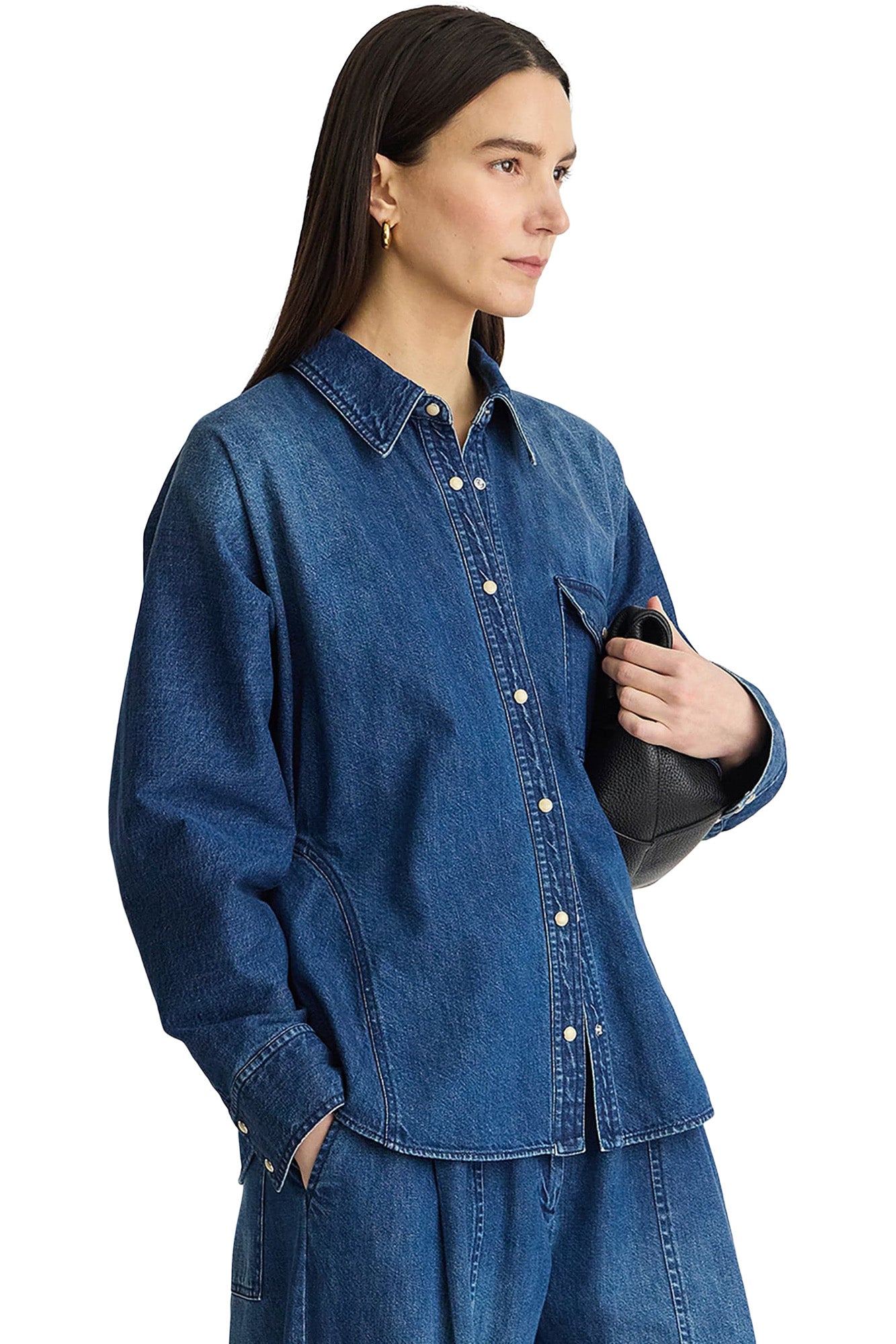Apiece Apart Anni Denim Button Up Top in Bluey