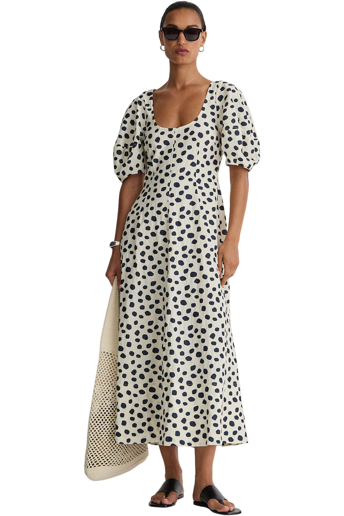 Apiece Apart Anni Scoop Neck Maxi Dress in Yayoi Black & White