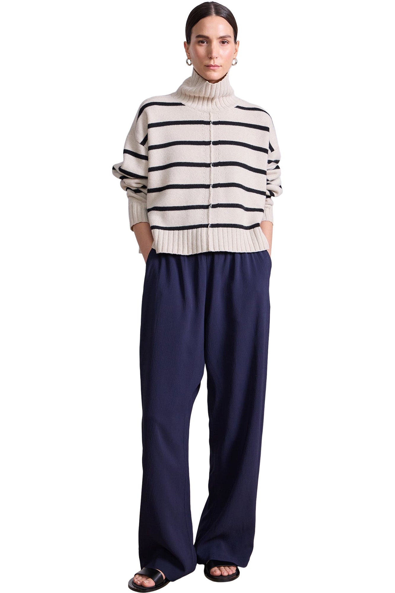 Apiece Apart Ari Cropped Turtle in Cream & Black Stripe