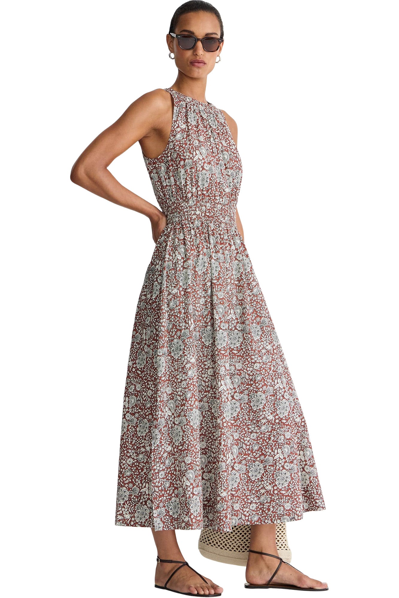 Apiece Apart Bali Tank Dress in Clay Floral