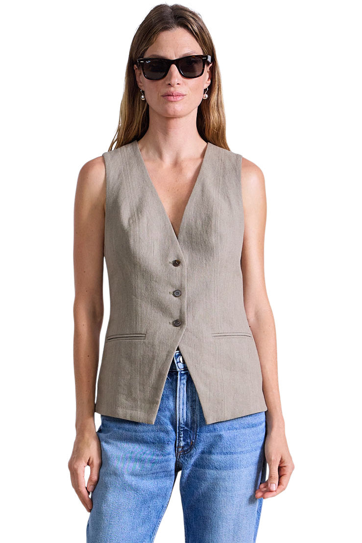 Apiece Apart Helena V-neck Vest in Moss