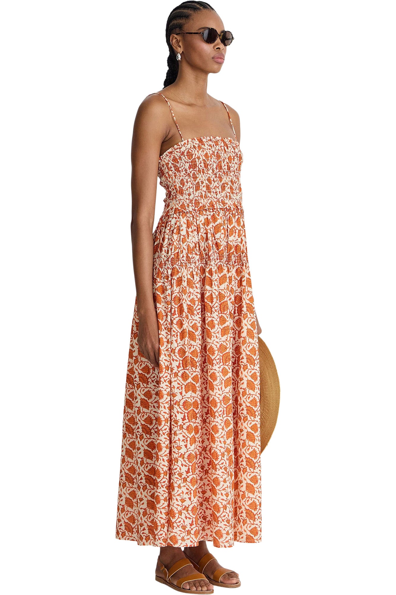 Apiece Apart Laloux Smocked Maxi in Night Blooms Sorbet