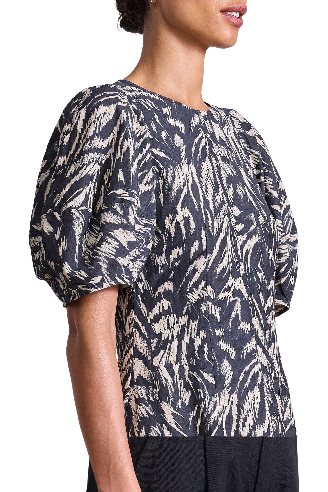 Apiece Apart Lino Top in Abstract Animal Midnight