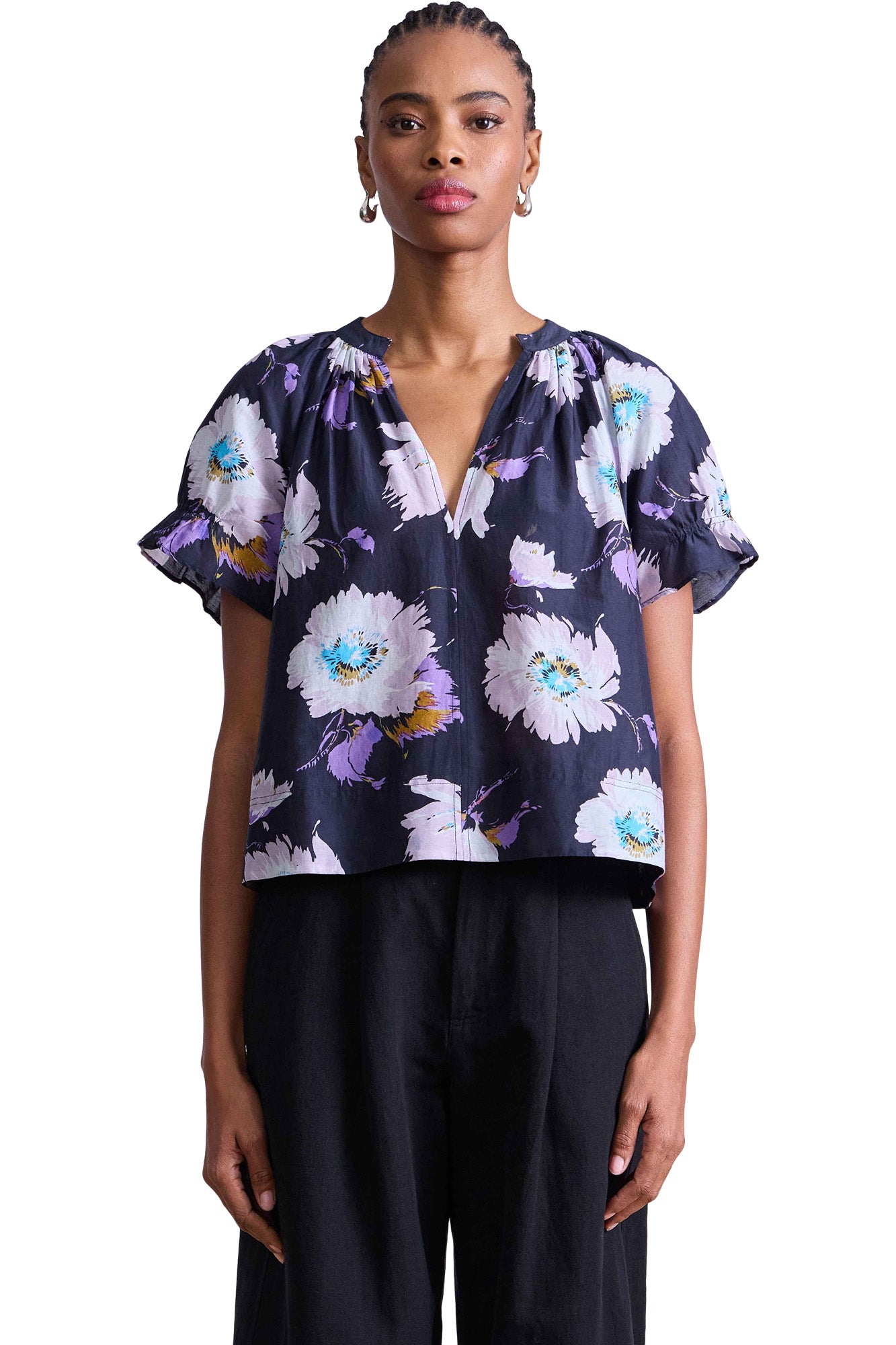 Apiece Apart Lo Capo Top in Senna Floral Navy