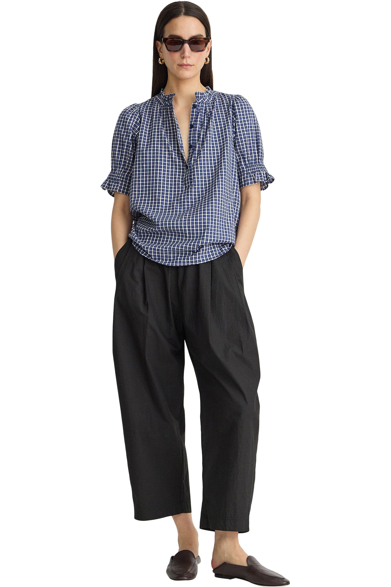 Apiece Apart Los Altos Top in Navy Desai Plaid