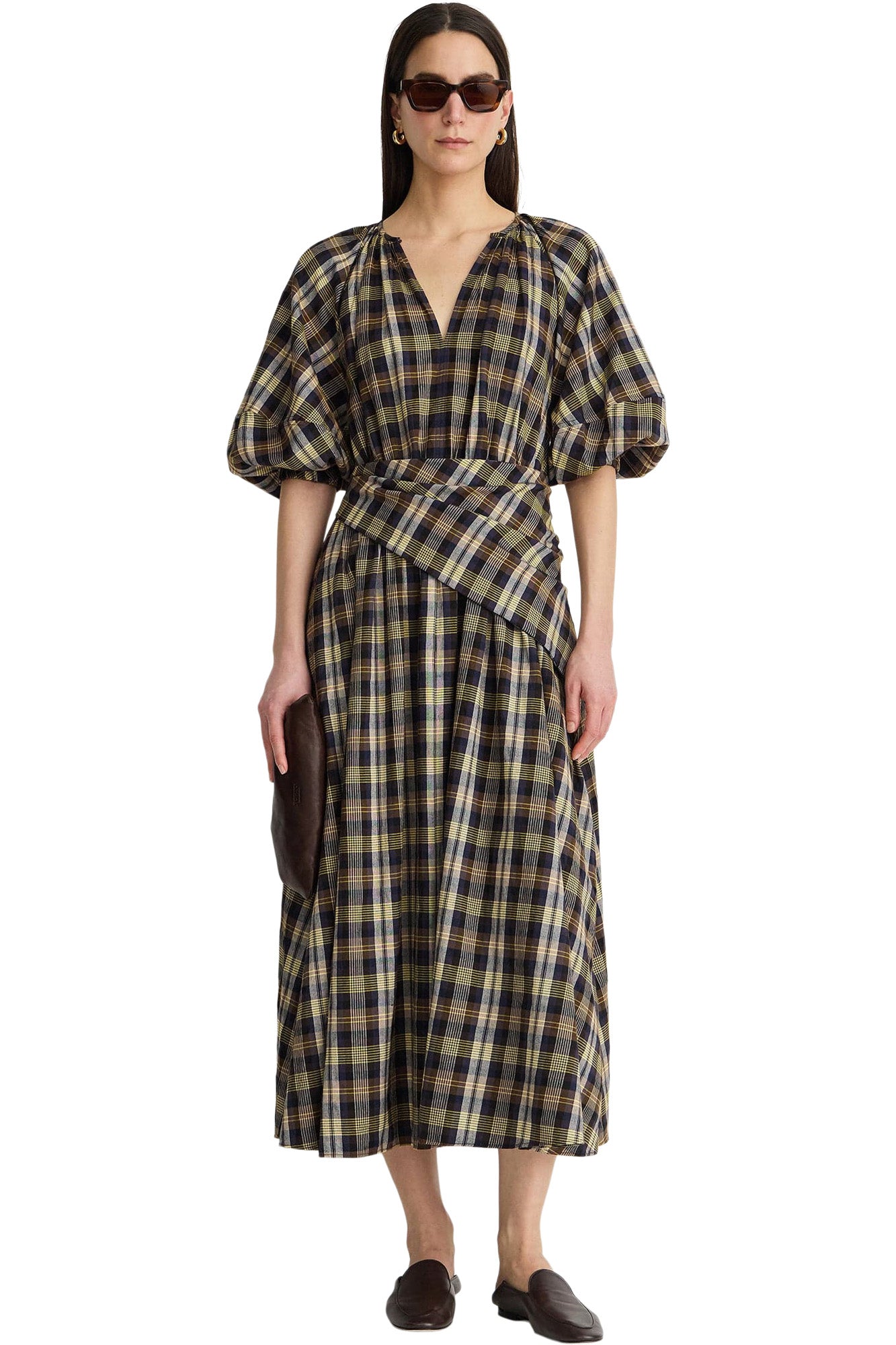 Apiece Apart Nele-Priska Dress in Basket Weave Plaid