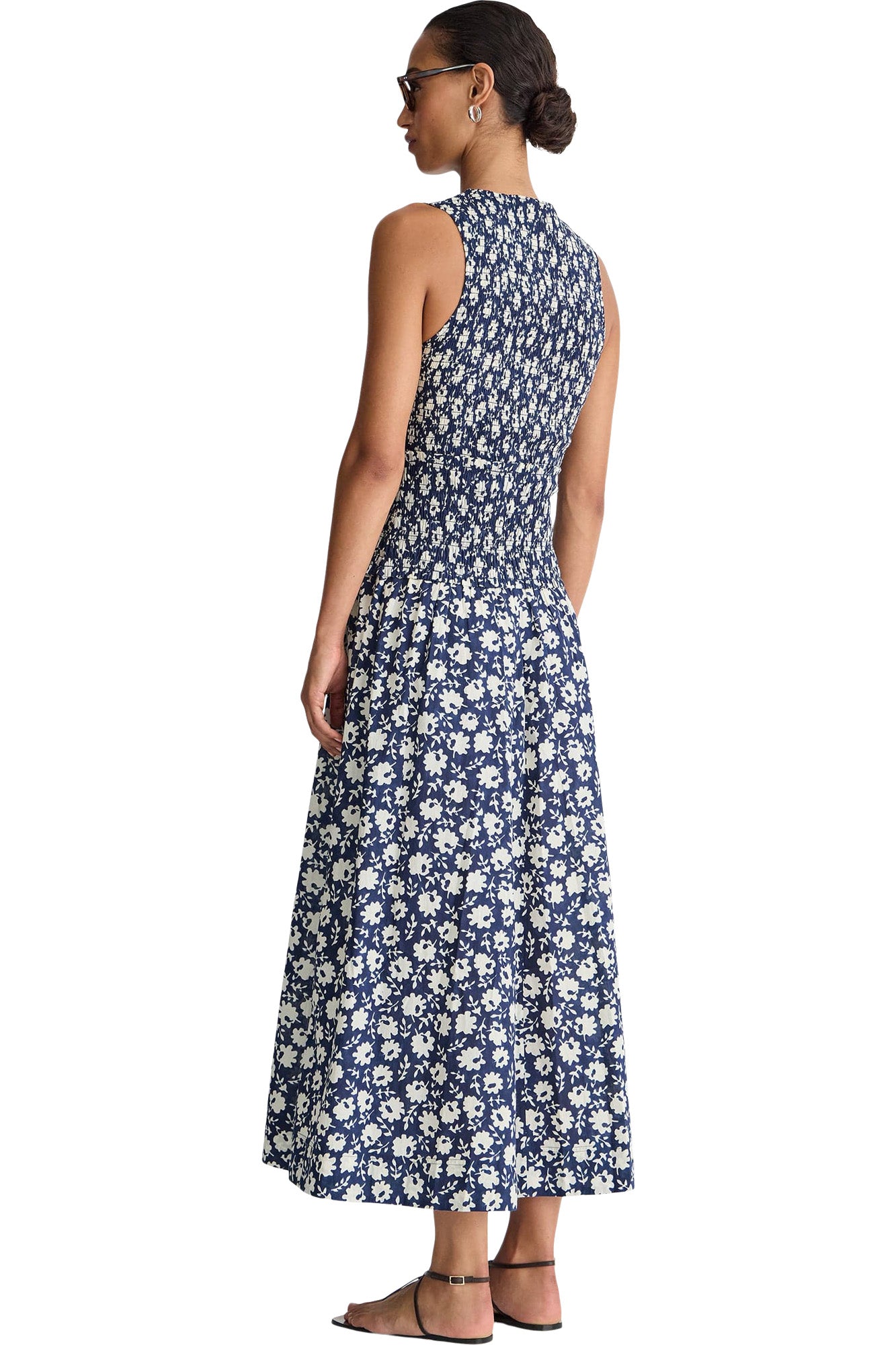 Apiece Apart Siempre Tank Maxi Dress in Navy Floral Stamp