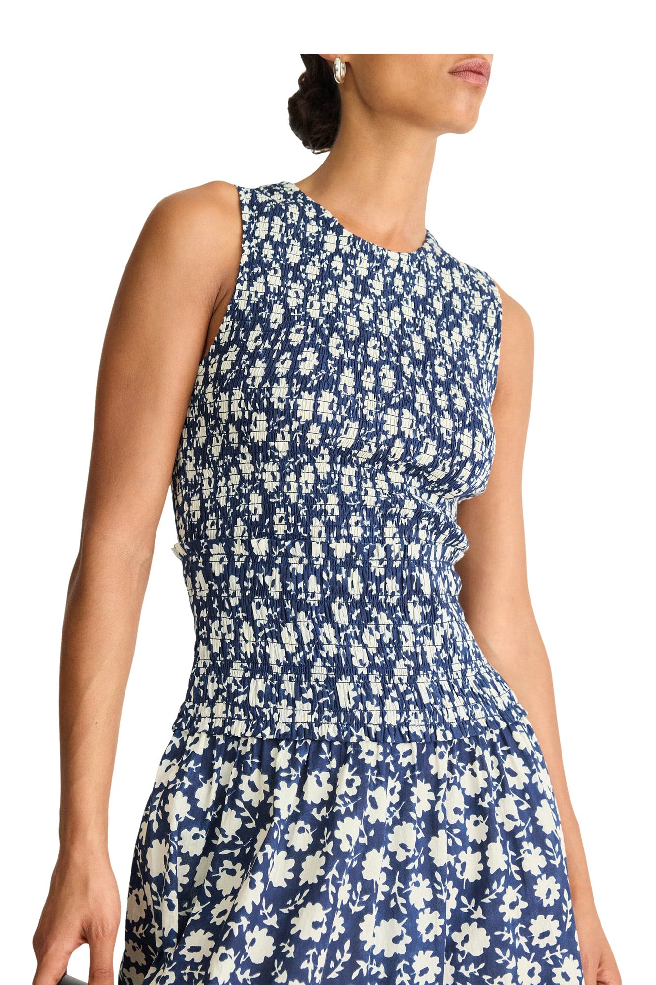Apiece Apart Siempre Tank Maxi Dress in Navy Floral Stamp