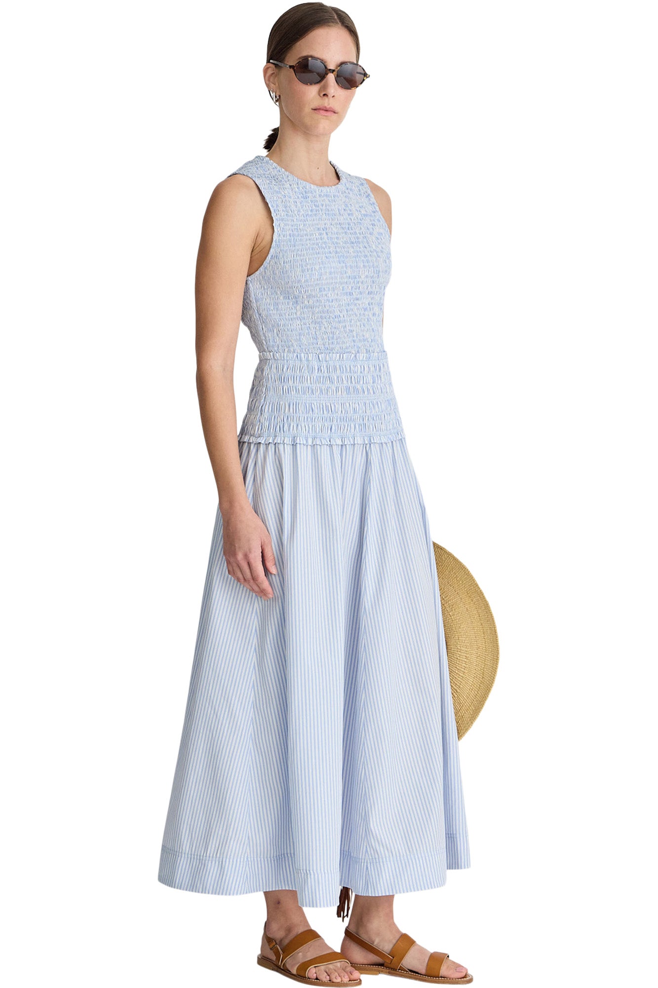Apiece Apart Siempre Tank Maxi in Blue White Stripe