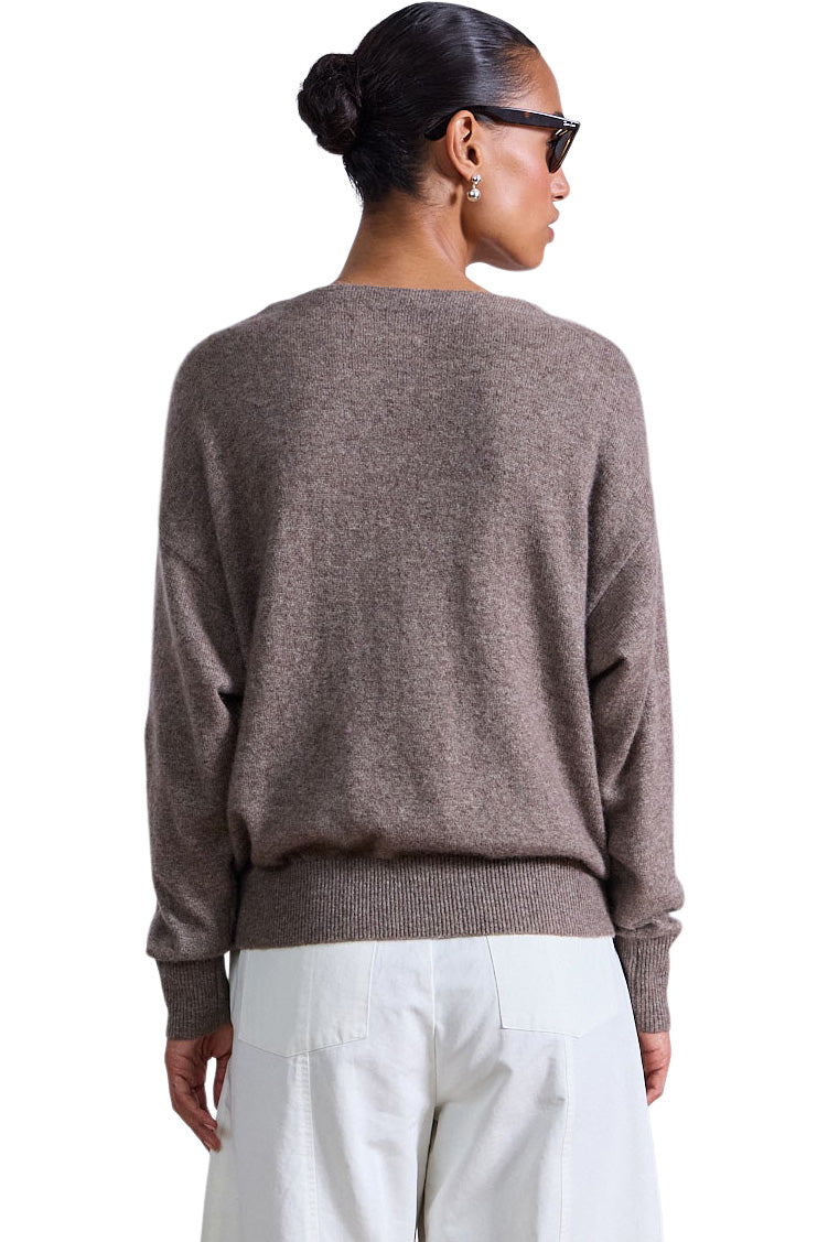 Apiece Apart Softest Silk Cashmere V-neck Sweater in Hazelnut