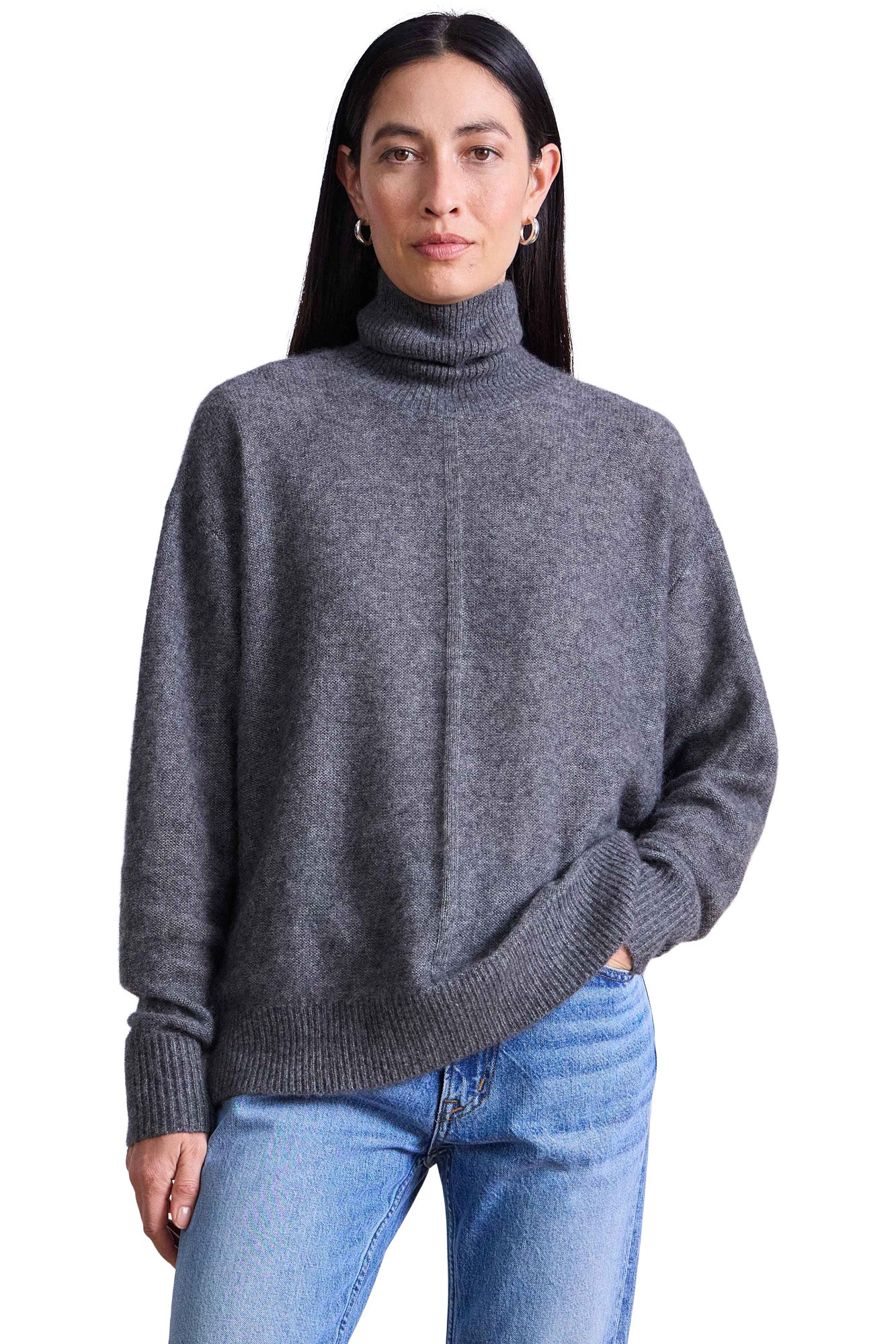 Apiece Apart Softest Tissue Weight Turtleneck Sweater in Charcoal