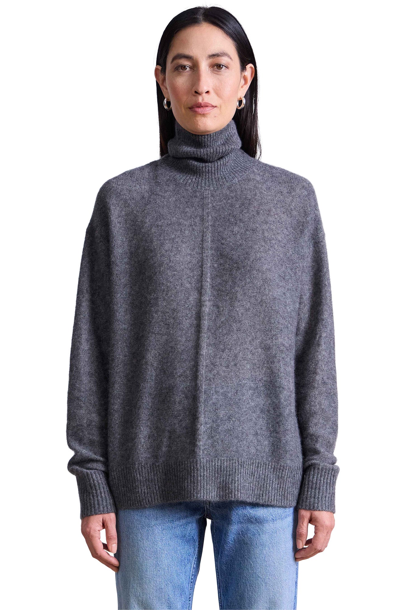 Apiece Apart Softest Tissue Weight Turtleneck Sweater in Charcoal