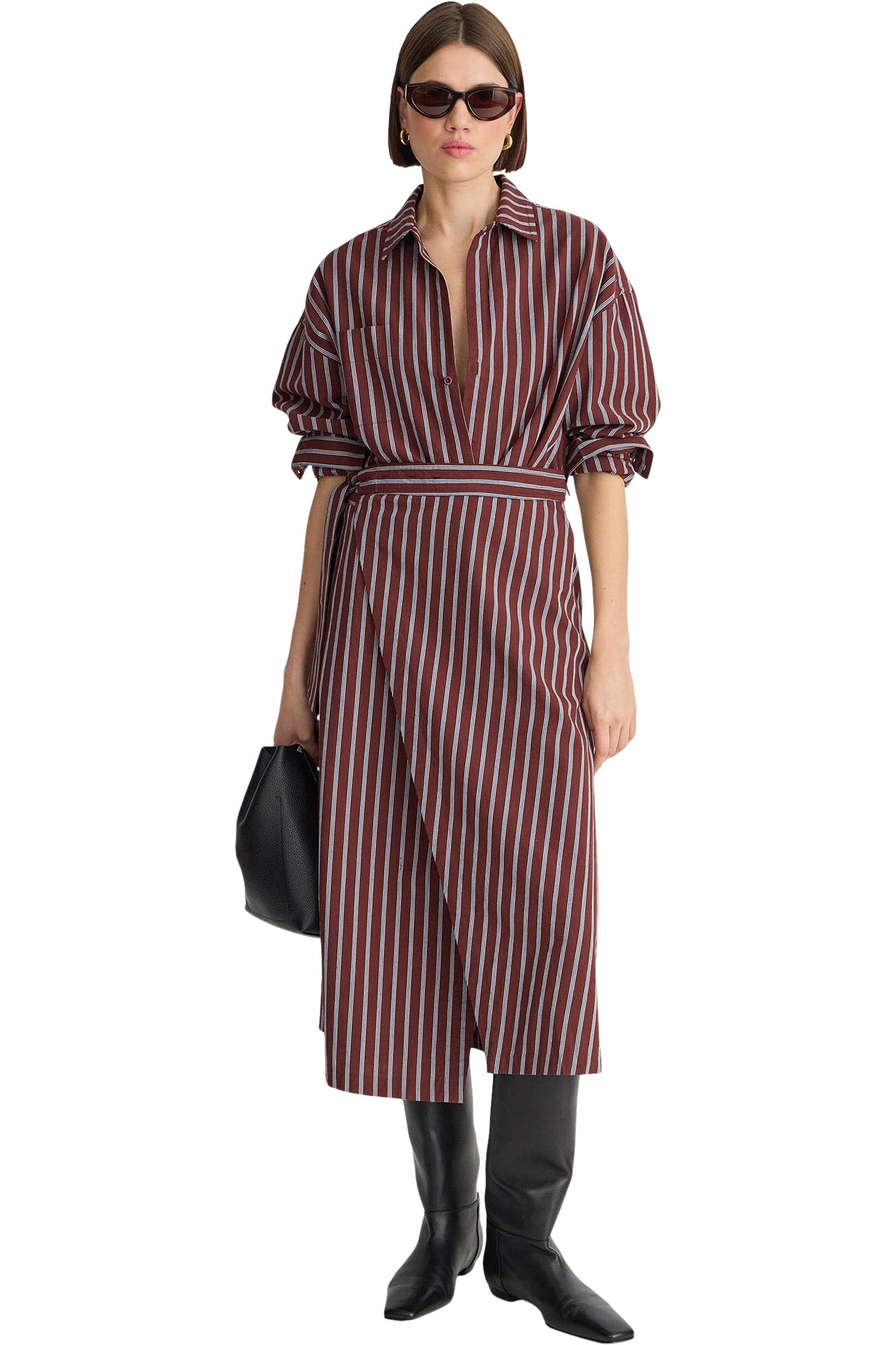Apiece Apart Sonia Striped Wrap Dress in Spice Multi