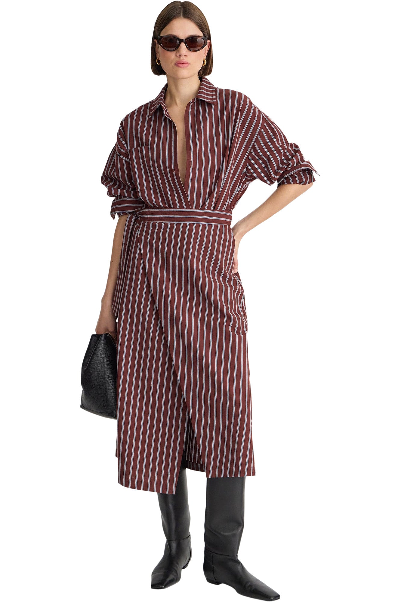 Apiece Apart Sonia Striped Wrap Dress in Spice Multi