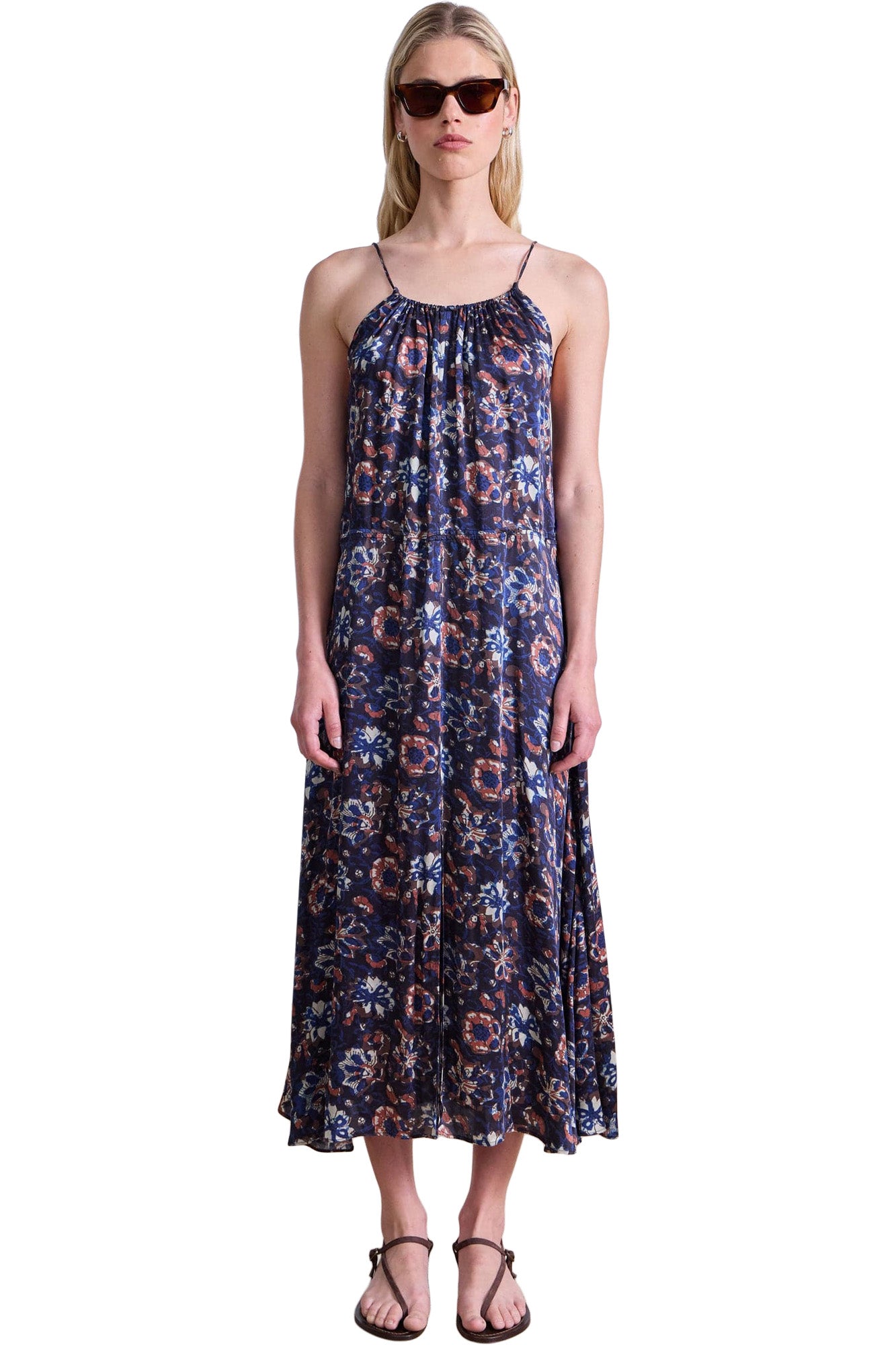 Apiece Apart Taormina Dress in Batik Floral Navy