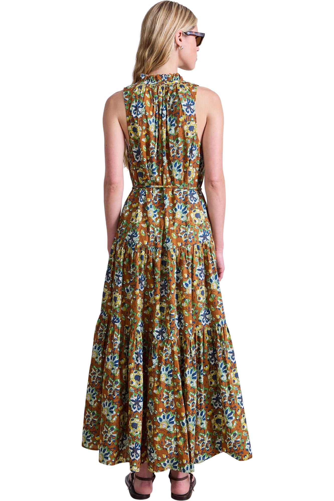 Apiece Apart Trinidad Tank Dress in Batik Floral Bronze