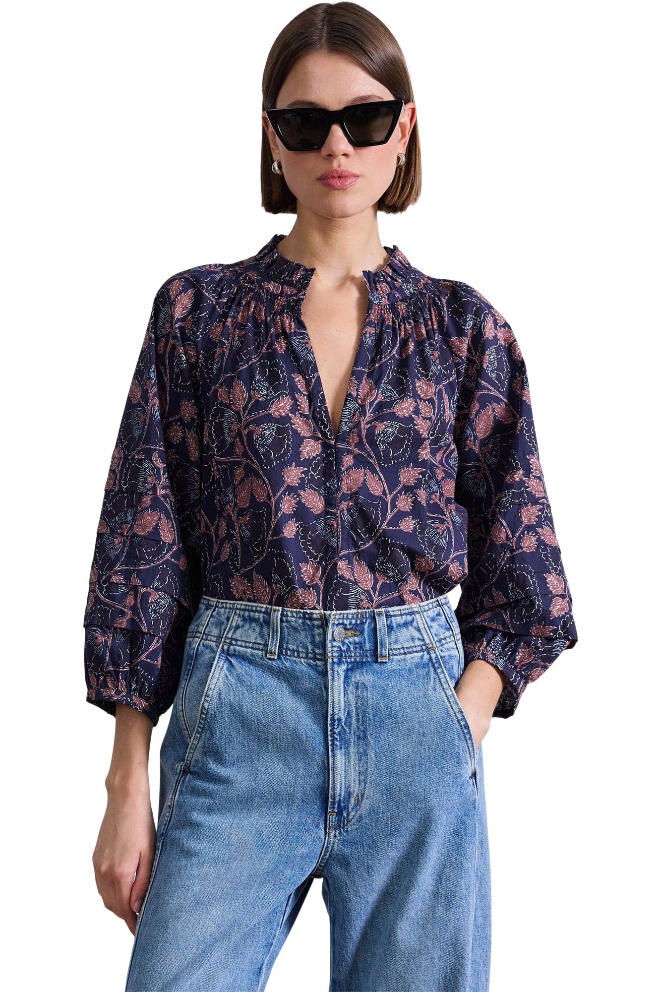 Apiece Apart Trinidad Top in Camille Floral Navy