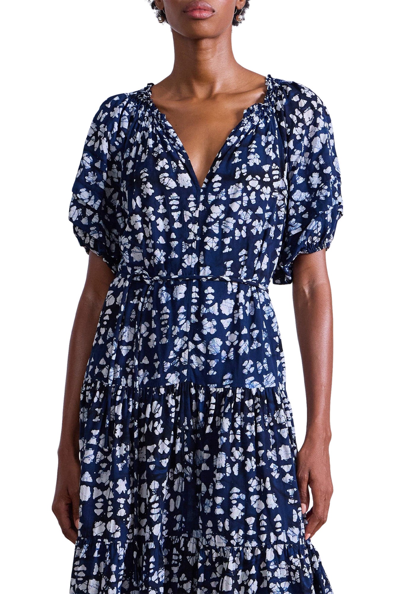 Apiece Apart Uva Romantic Maxi Dress in Batik Geo Indigo
