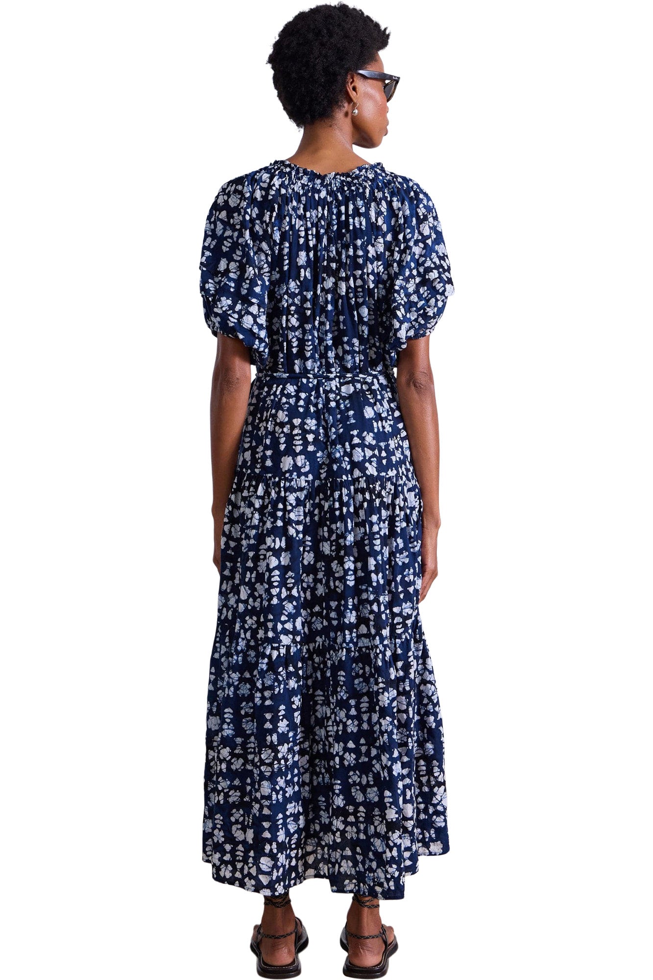 Apiece Apart Uva Romantic Maxi Dress in Batik Geo Indigo