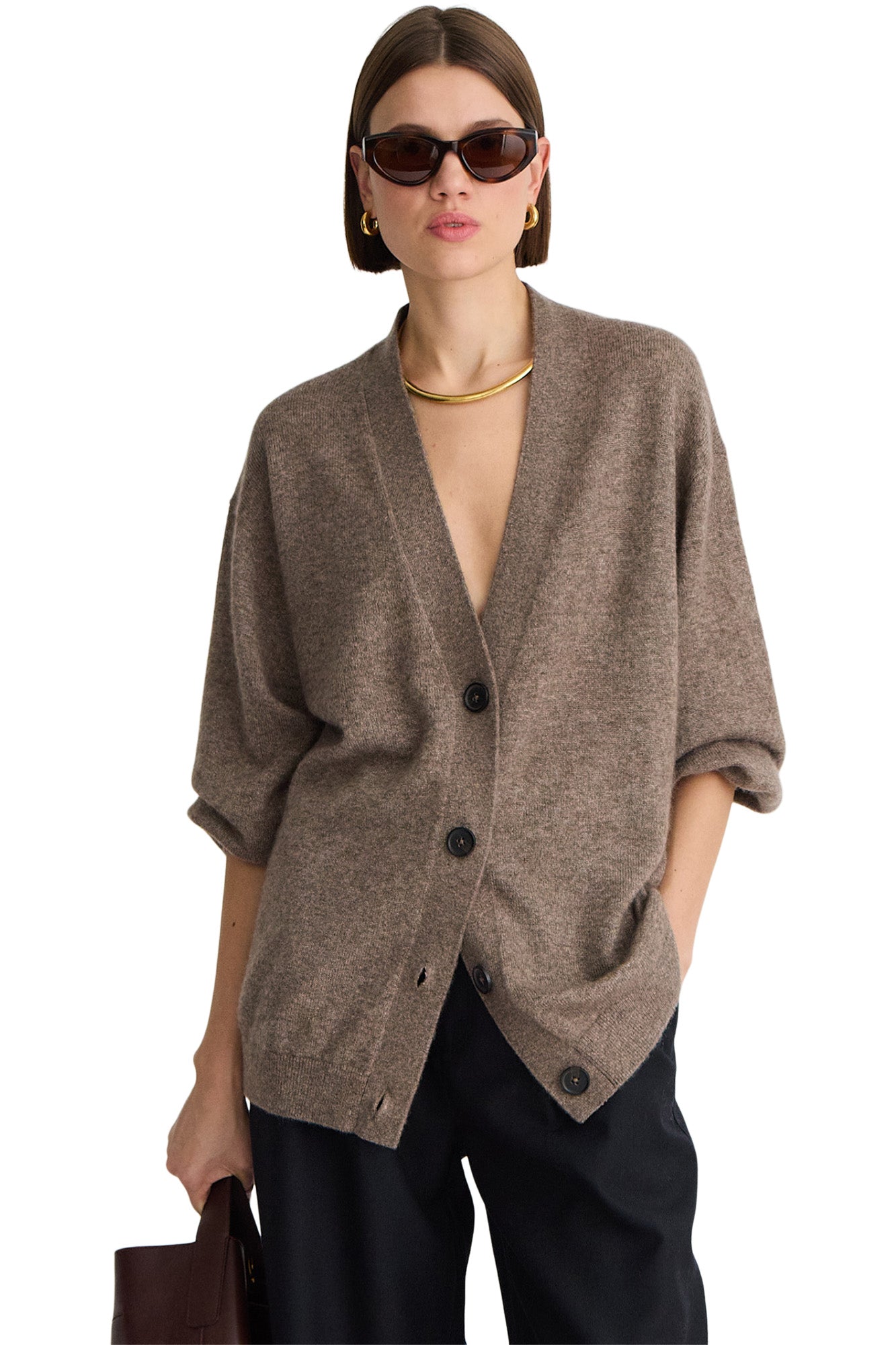 Apiece Apart Softest Tissue Weight Cardigan in Hazelnut