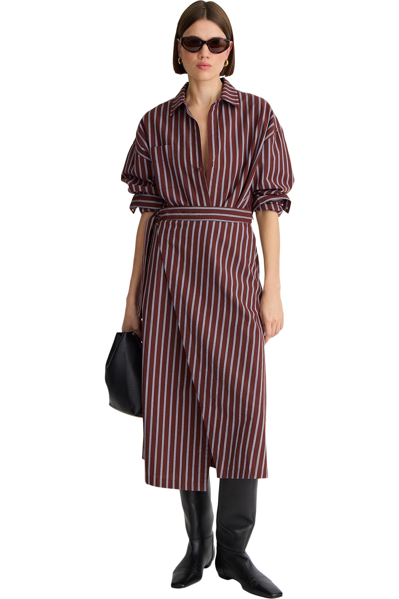 Apiece Apart Sonia Striped Wrap Dress in Spice Multi