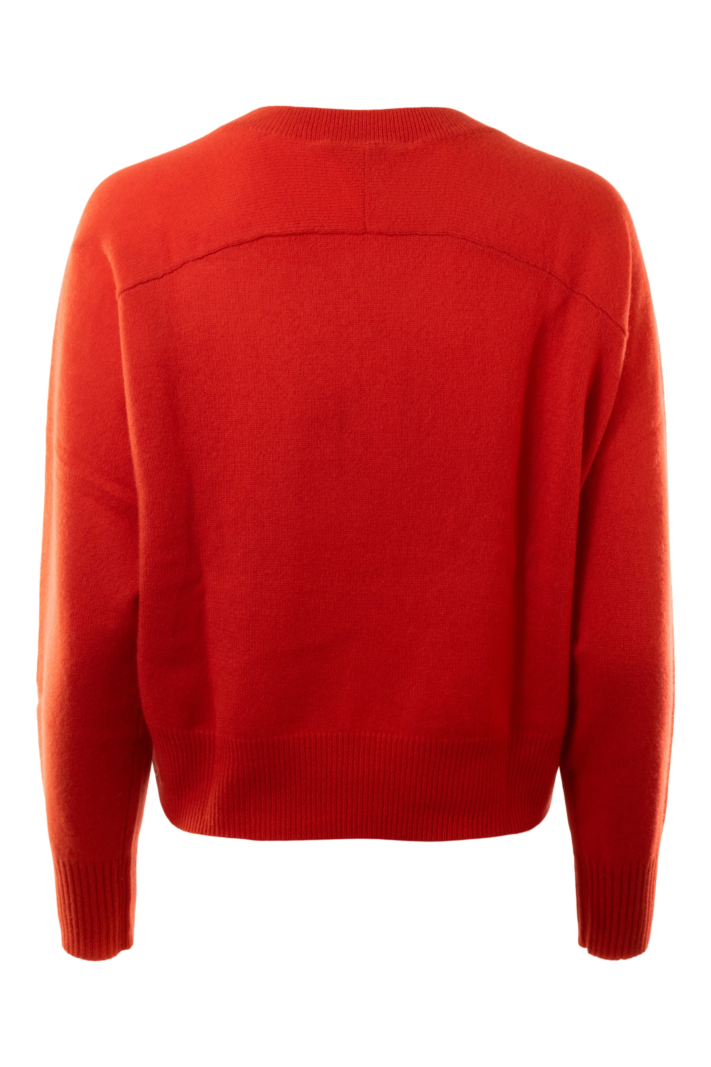 Autumn Cashmere V-neck with Back Yoke in Flame