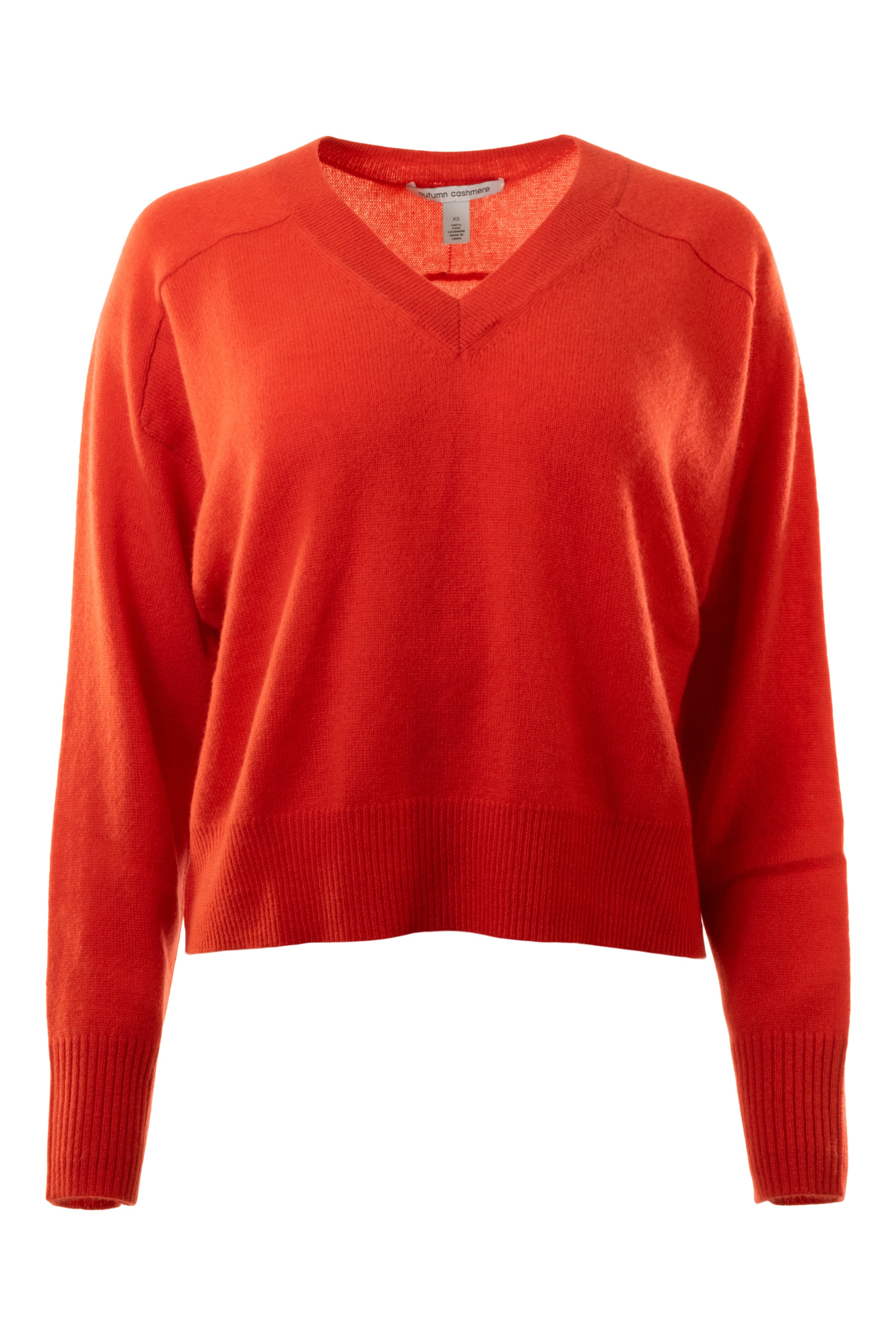 Autumn Cashmere V-neck with Back Yoke in Flame