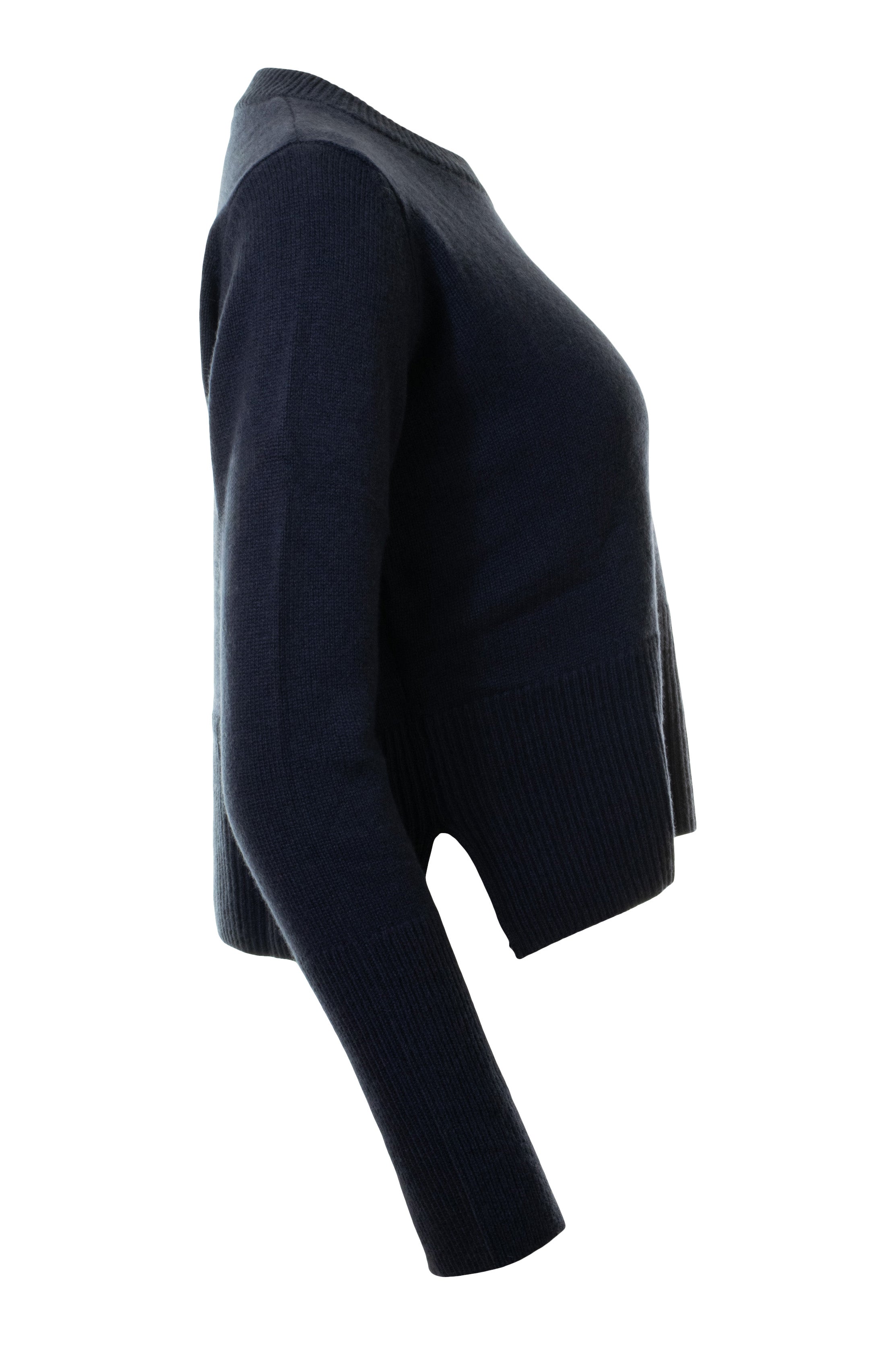 Autumn Cashmere Cropped Boxy Crew with Slits in Ink