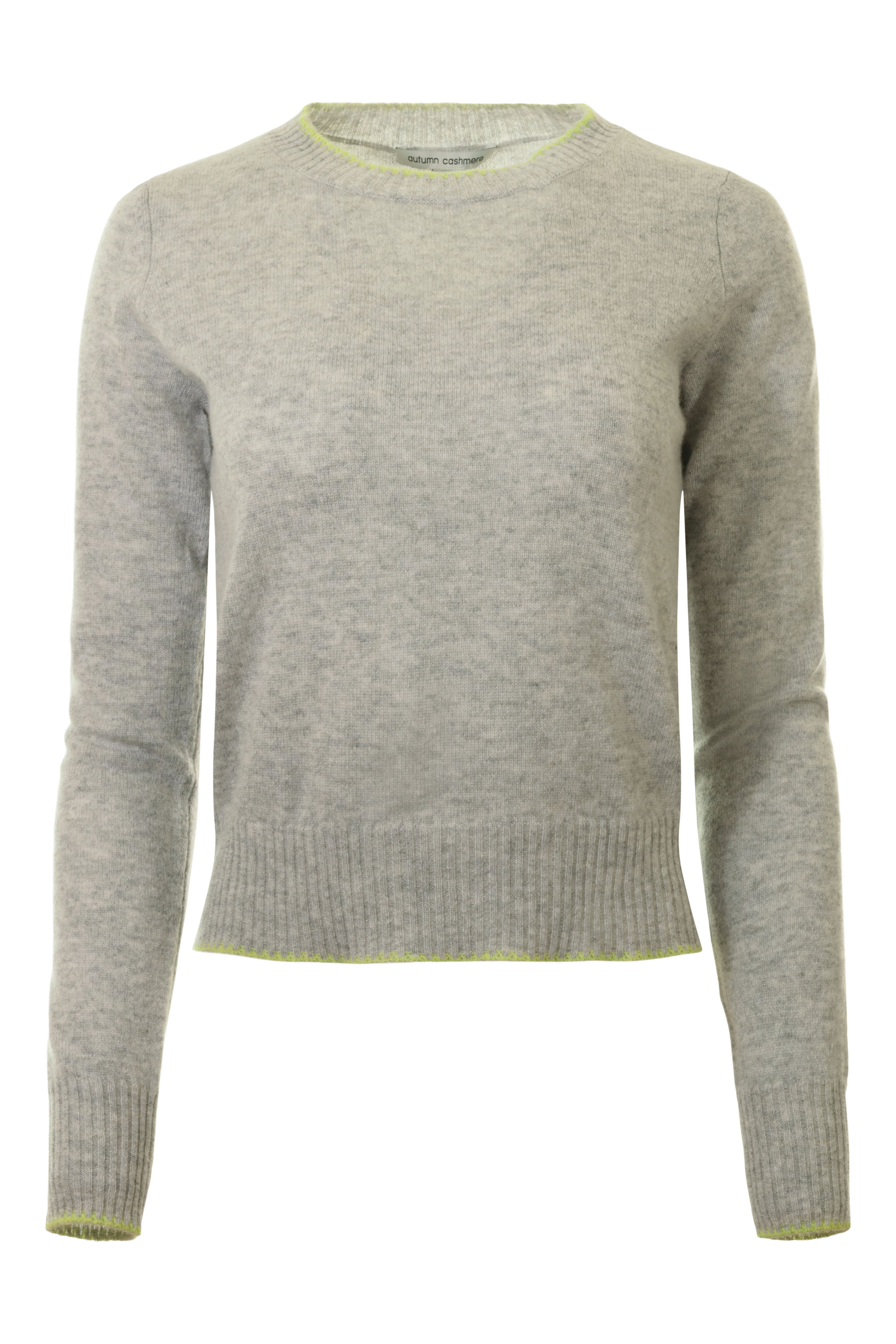 Autumn Cashmere Tipped Long Sleeve Crewneck Sweater in Sweatshirt-Tennis Ball Combo