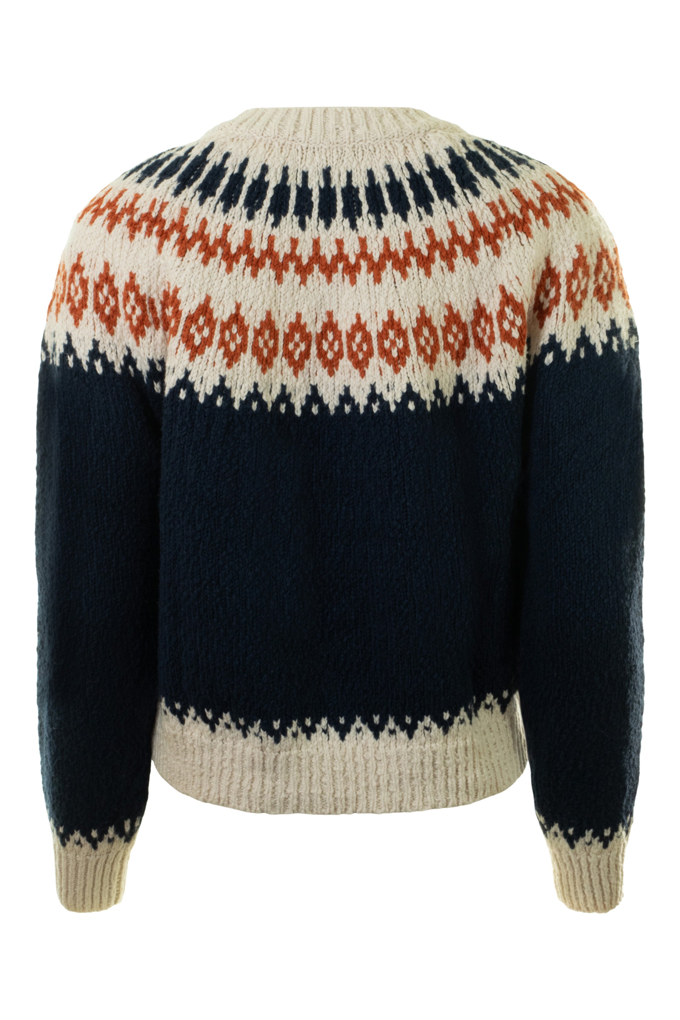 Autumn Cashmere Chunky Fair Isle Crewneck Sweater in Navy Combo