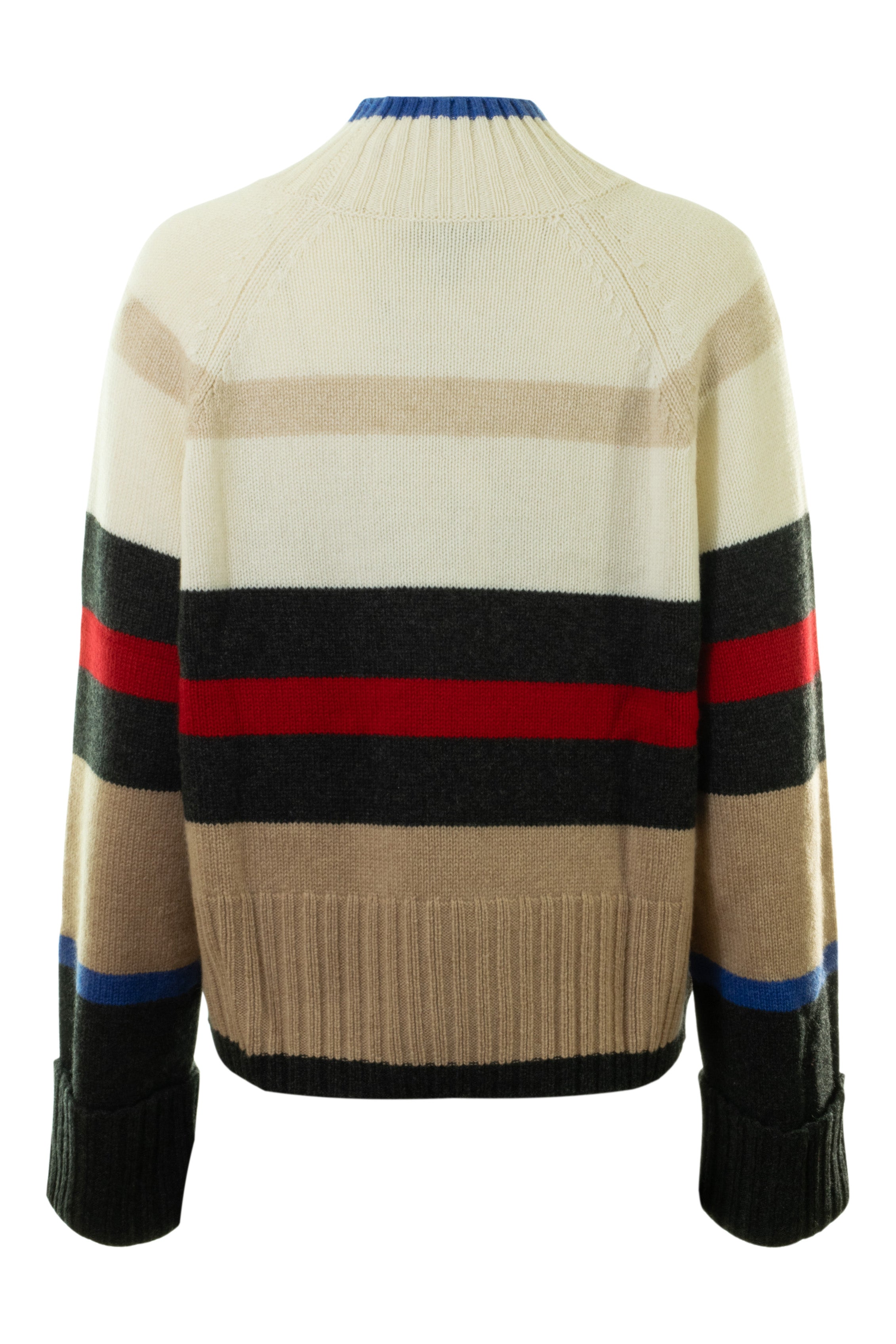 Autumn Cashmere Striped Boxy Mockneck Sweater in Pepper Chalk Combo
