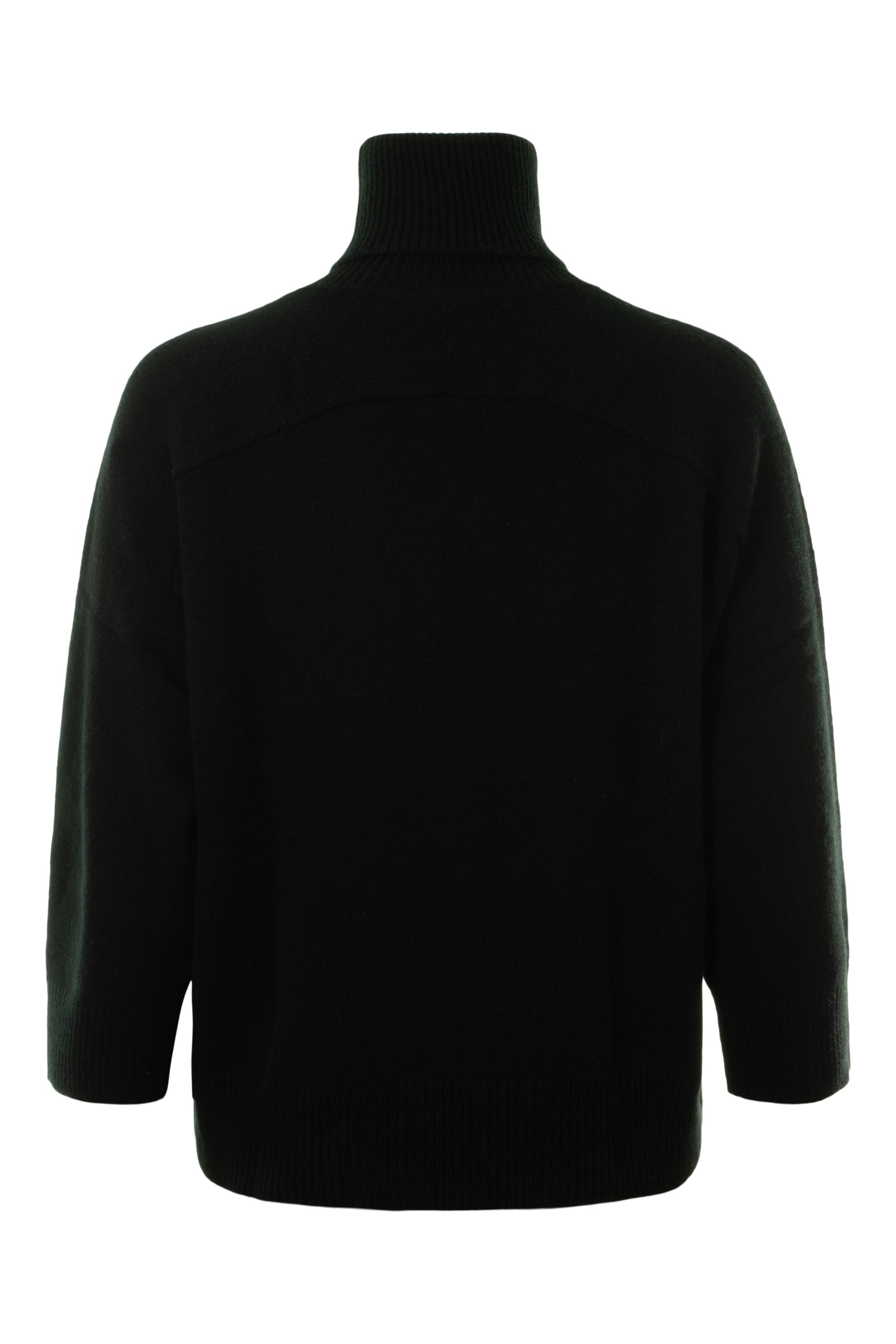 Autumn Cashmere Boxy 3/4 Sleeve Turtleneck in Black