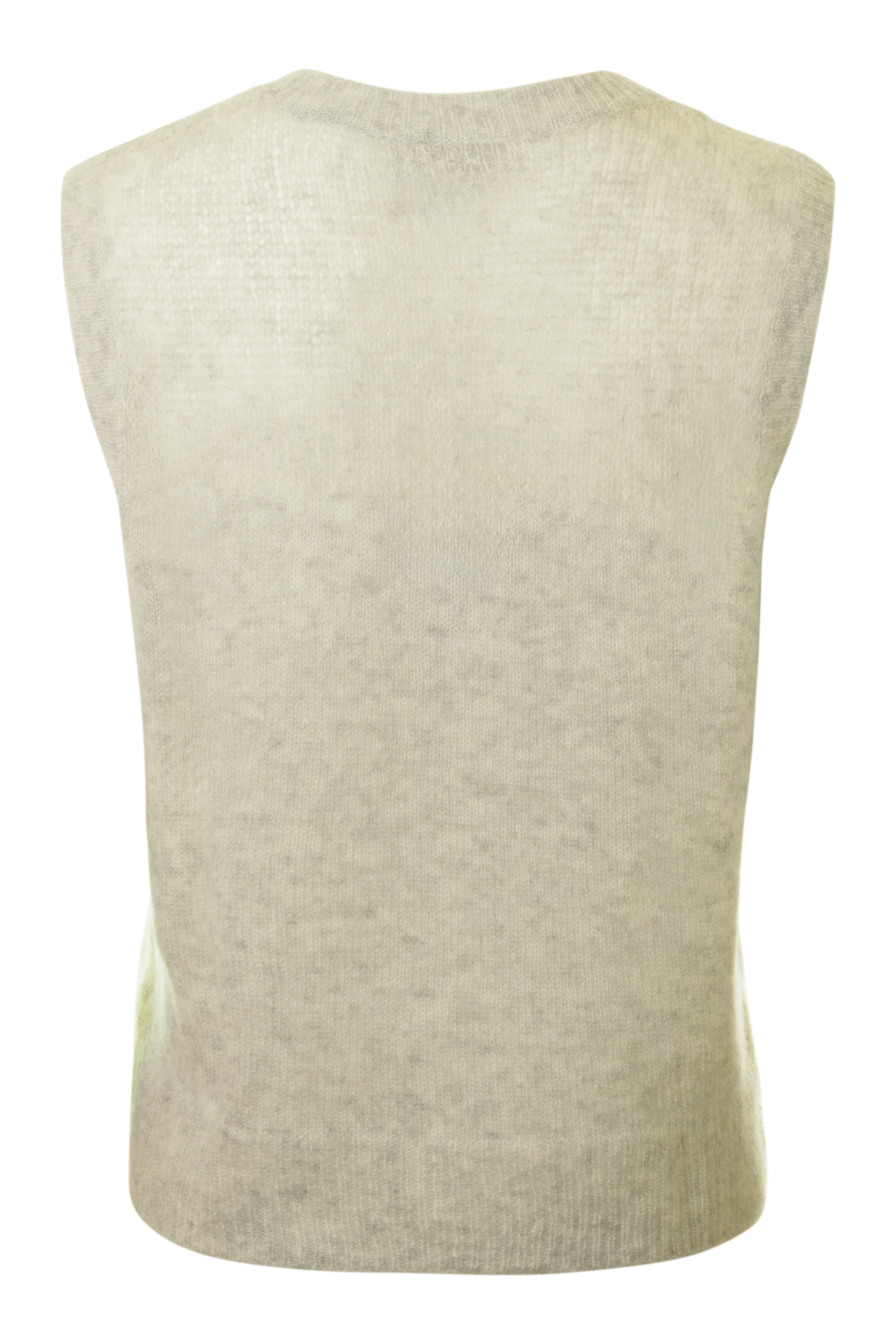 Autumn Cashmere Tank with Sheer Yoke in Mist