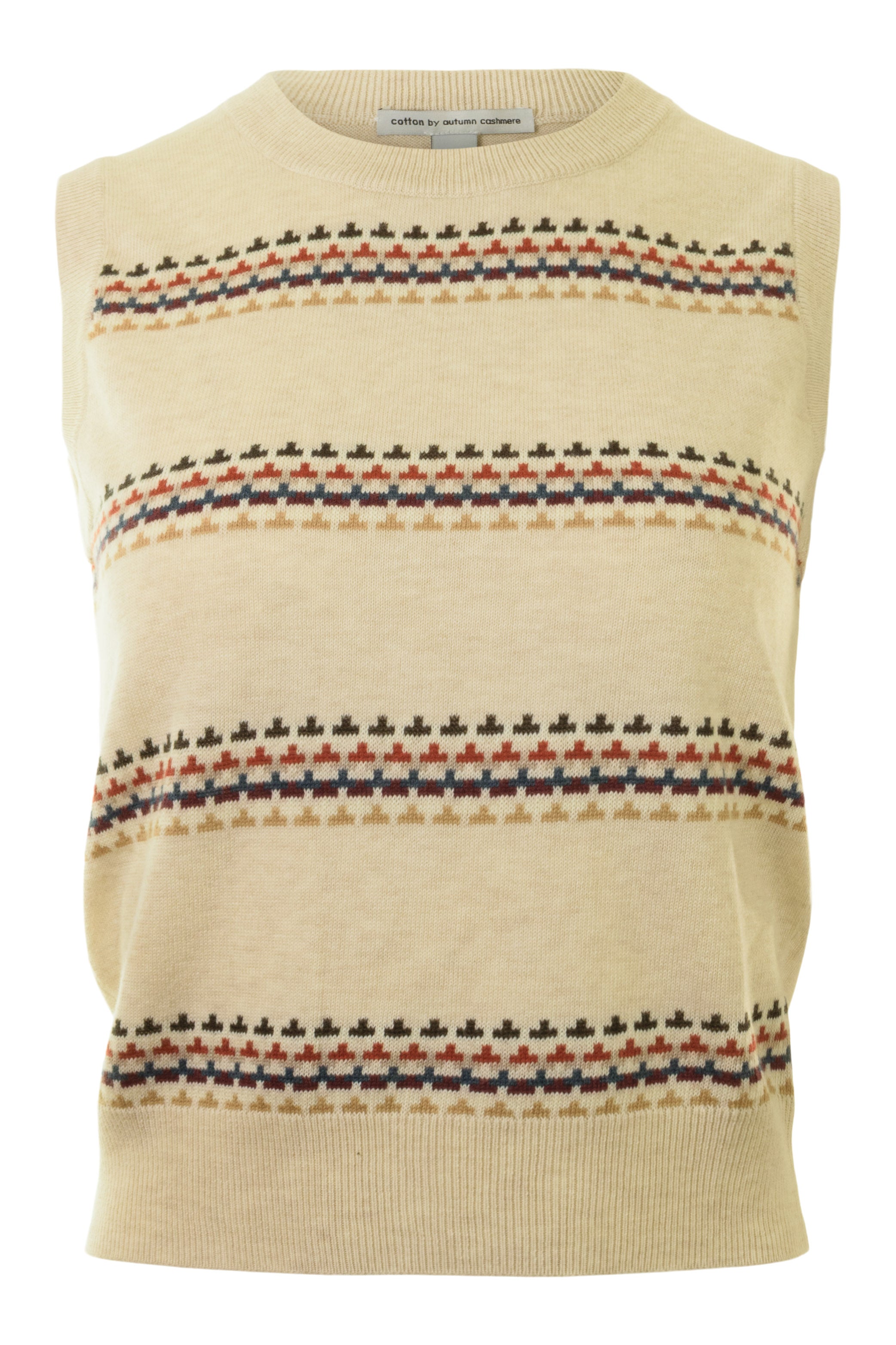 Autumn Cashmere Striped Jacquard Sleeveless Crew