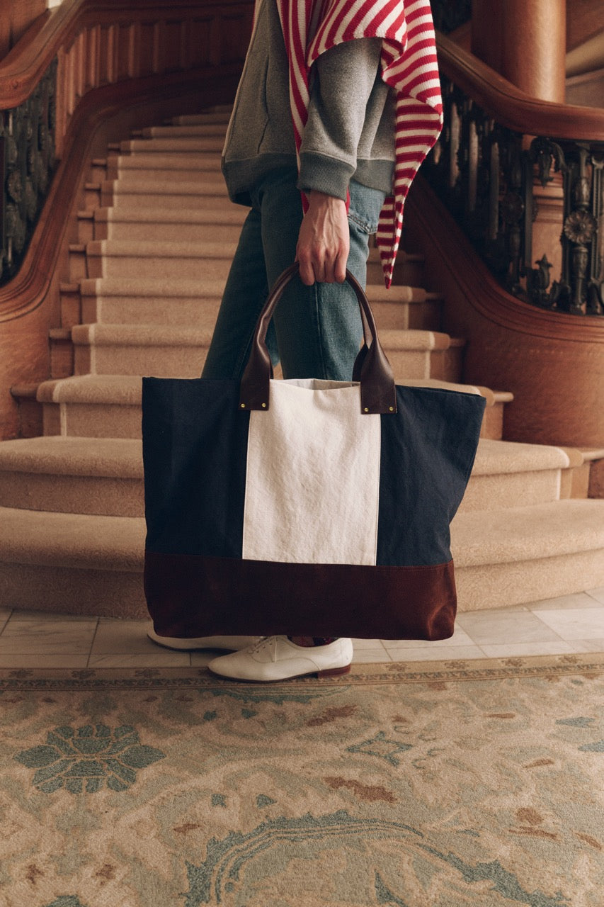 The Great The Stripe Tote in Navy White