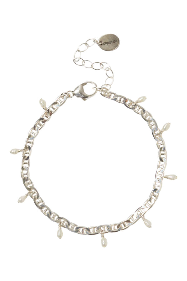 Chan Luu Celeste Silver Bracelet in White Pearl