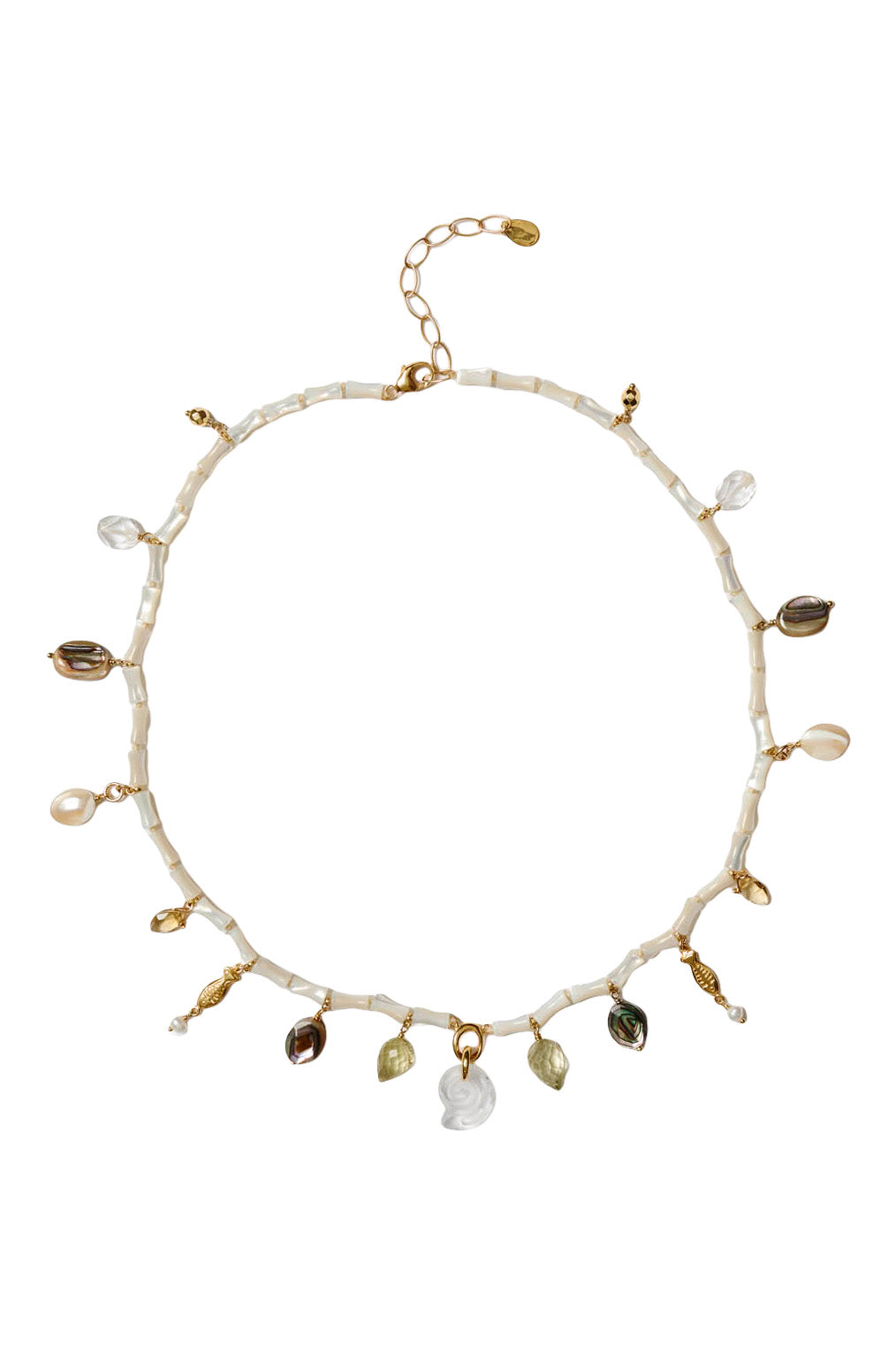 Chan Luu Silver Charm Necklace in White Mix