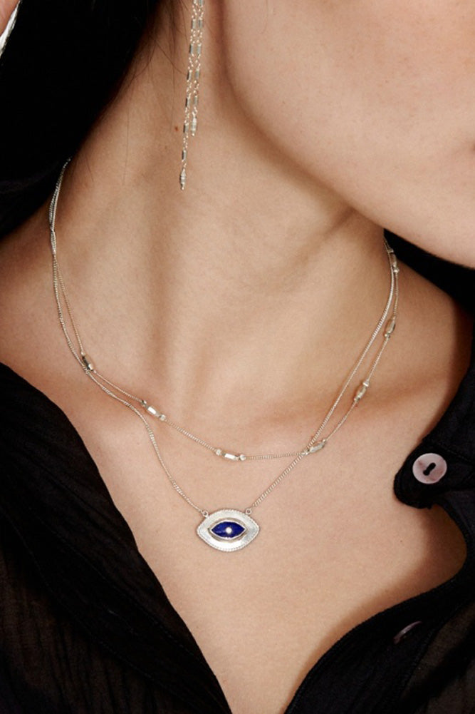 Chan Luu Faceted Bead Necklace in Silver