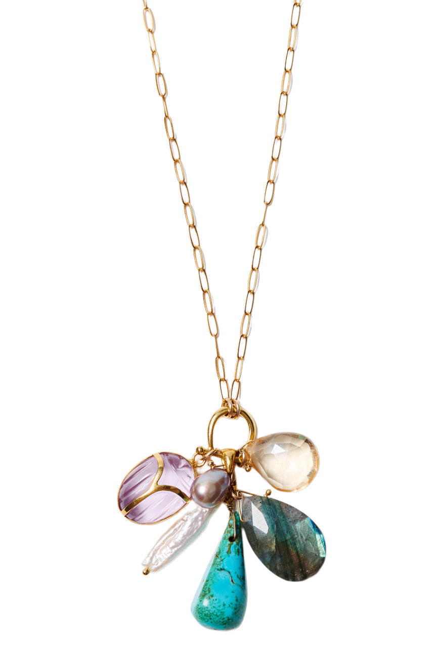 Chan Luu Scarab Charm Necklace in Multi