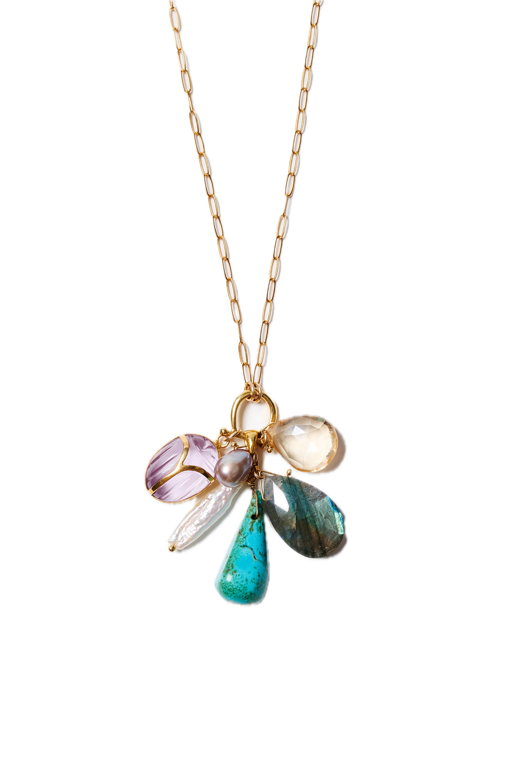 Chan Luu Scarab Charm Necklace in Multi