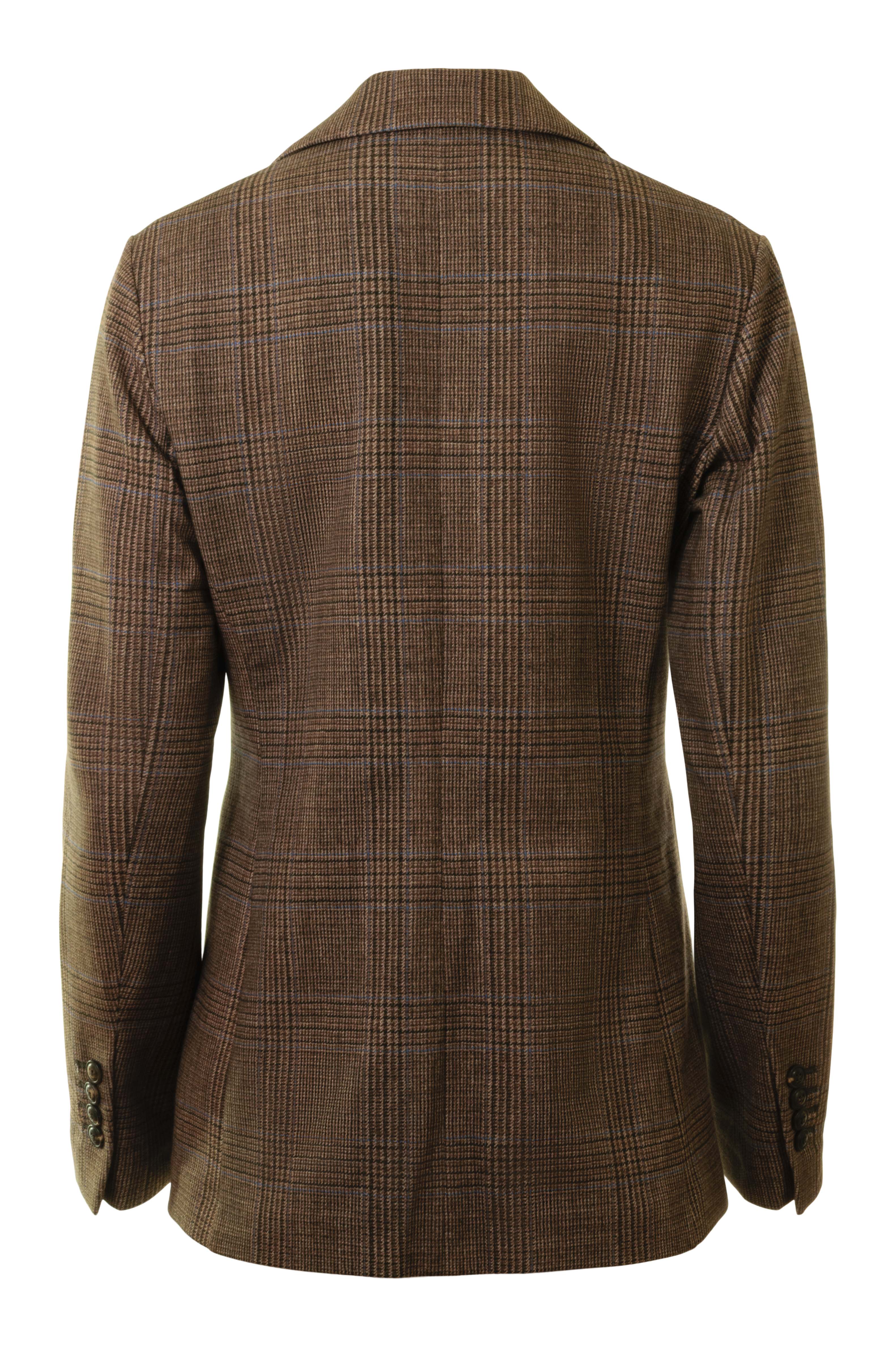 Circolo 1901 Prince of Wales Light Fleece Slim Long Jacket in Mocha